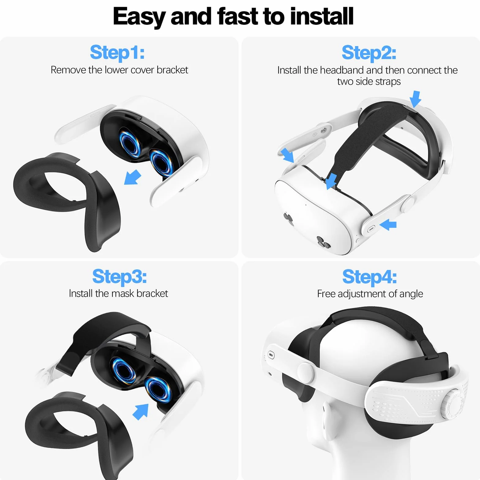 Opaska na głowę Meta Quest 3S, Komfortowy pasek Elite do Oculus Quest 3S, Regulowany lekki pasek VR zamiennik
