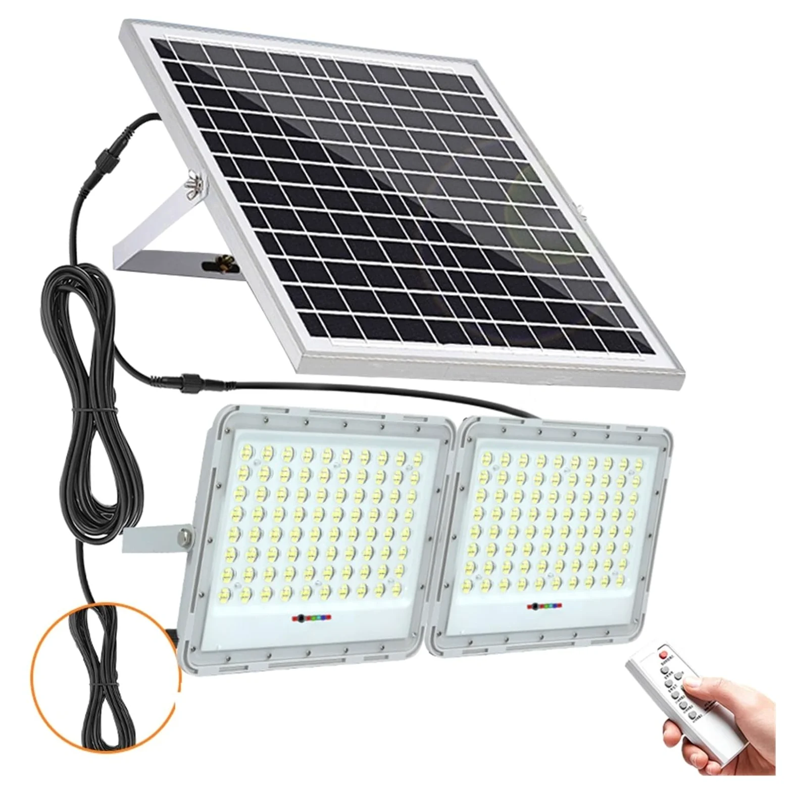 Lampa solarna zewnętrzna, 800W 2-głowicowa lampa słoneczna LED Zewnętrzna lampa reflektorowa LED Wodoodporna do ścieżki ogrodowej Ściana uliczna Słoneczny krajobraz Reflektor