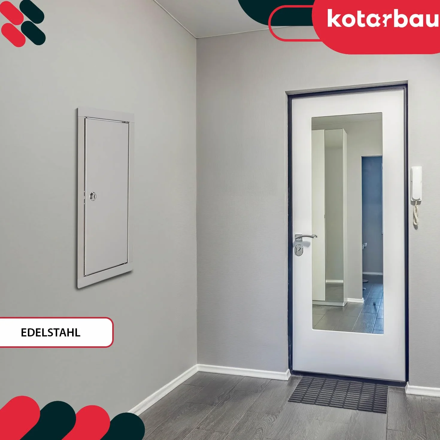 KOTARBAU® Drzwiczki Rewizyjne na Klucz - 30 X 60 CM - Drzwiczki Rewizyjne z Zamkiem - Stal Nierdzewna - Metalowe - Srebrne