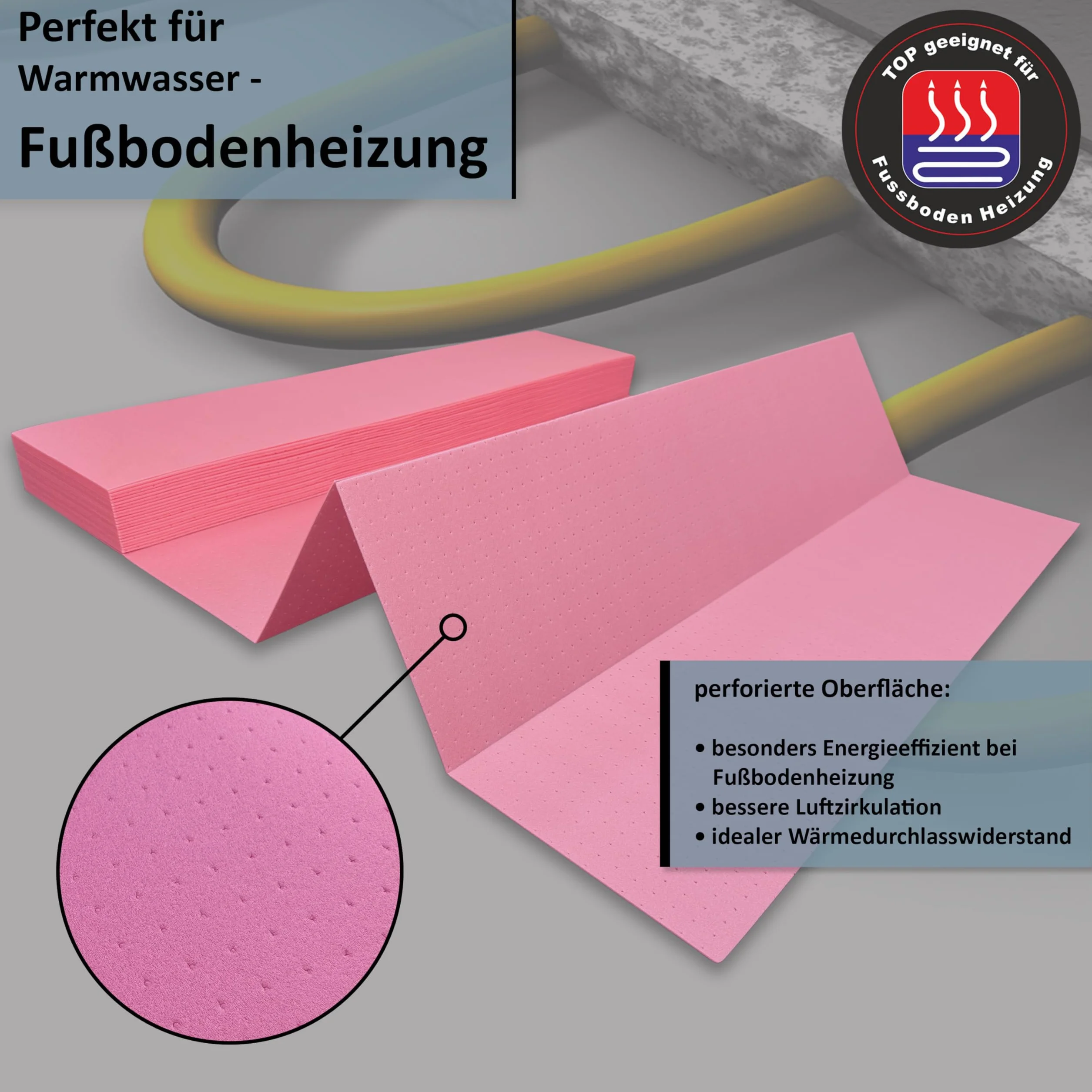 Laminat i parkiet podkład do montażu redukcji hałasu dla ogrzewania podłogowego uficell XPS-Quick PLUS, grubość: 1,8 mm (1 paczka | 12,6 m²)