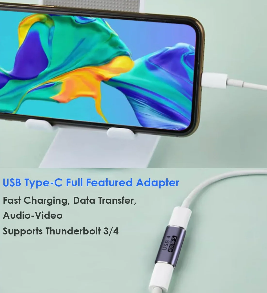 Adapter USB C do gniazda, przedłużacz USB typu C, 40 Gbit/s, 100 W, 8K/60 Hz, Thunderbolt 4/3