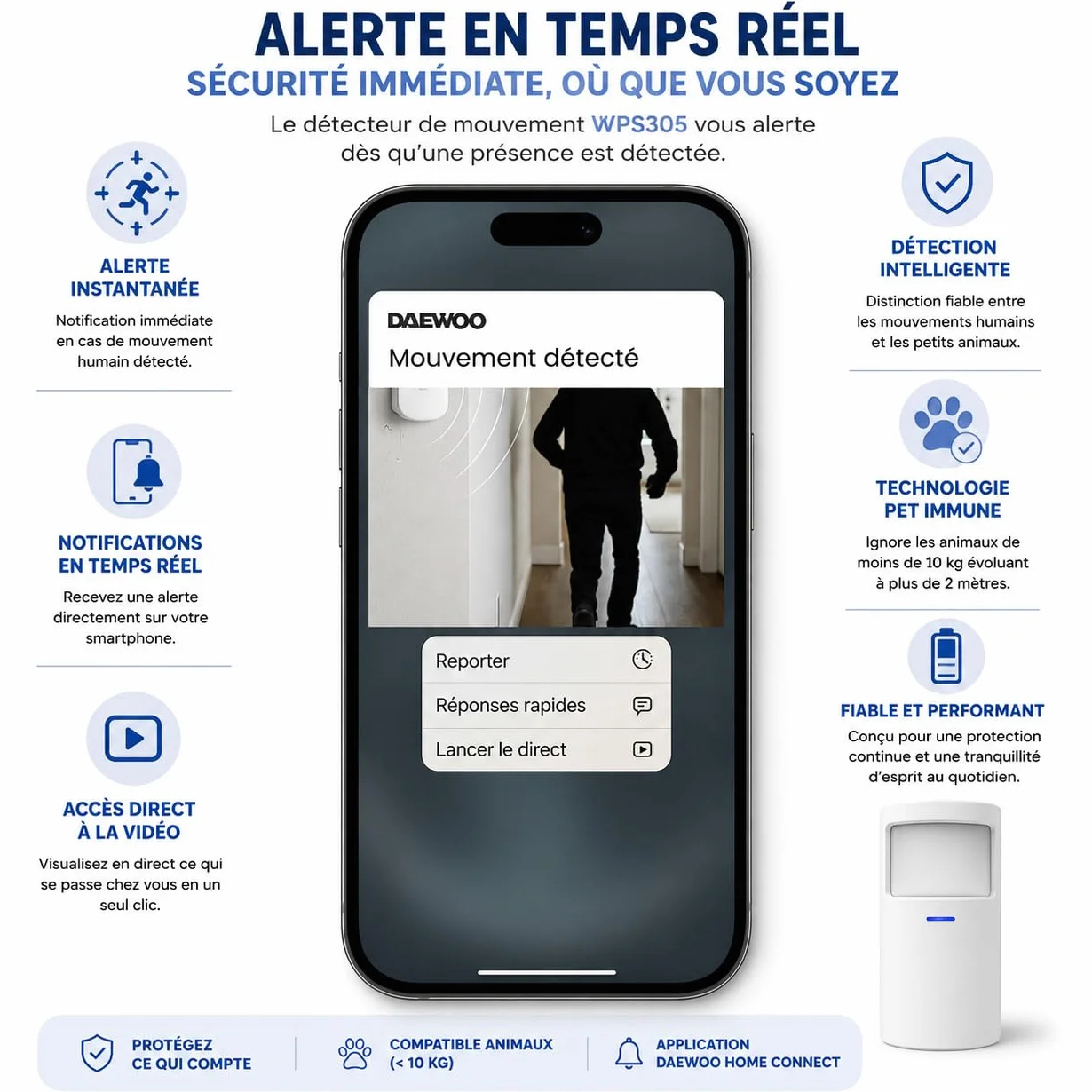 Daewoo Security Touch Essential+ - Alarm domowy bez abonamentu z kamerą HD, syreną słoneczną, 4 czujniki drzwi, 2 czujniki ruchu - kompatybilny z Alexa i Google Home