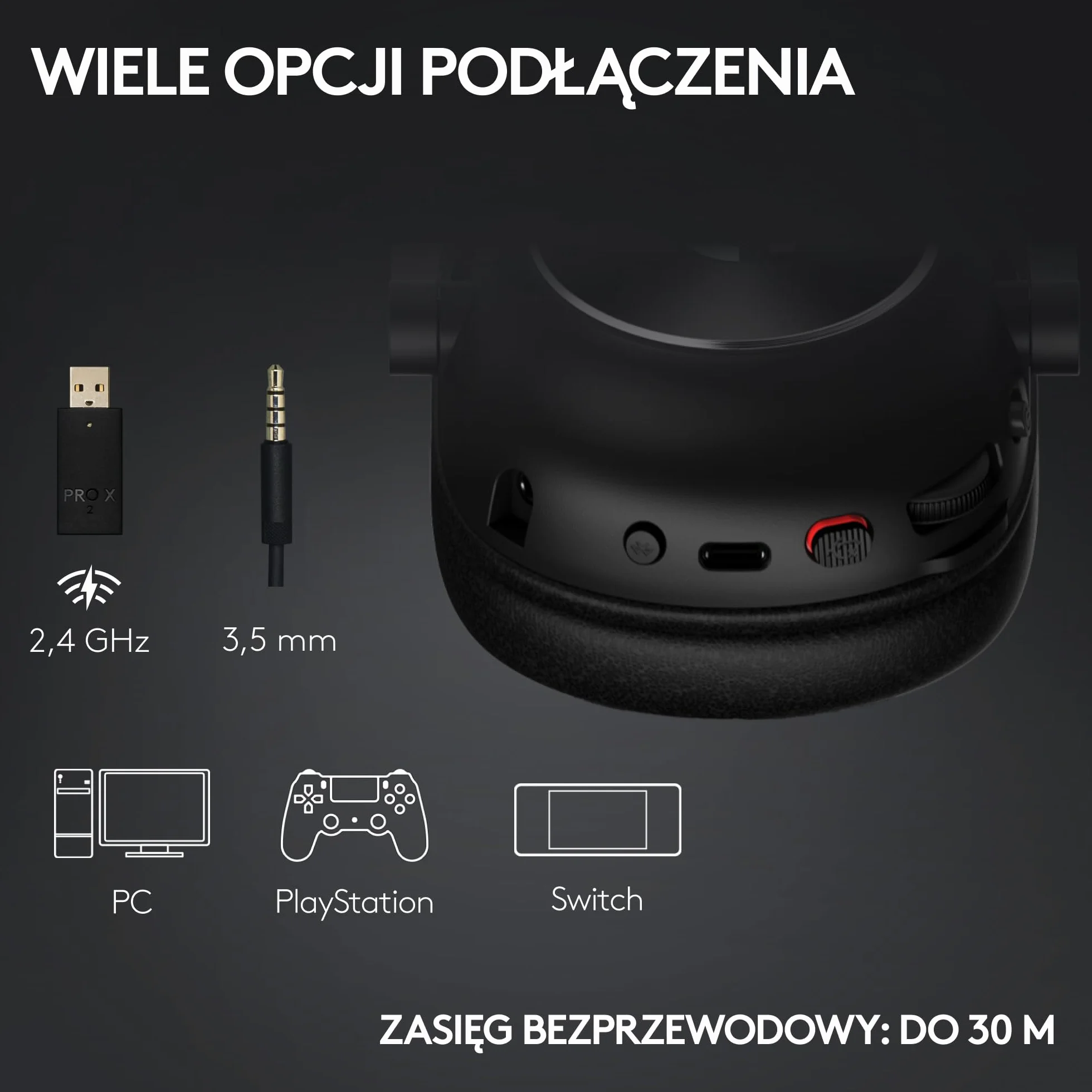 Logitech G PRO X 2 LIGHTSPEED bezprzewodowe słuchawki grafenowe 50 mm DTS:X 2.0–7.1 Surround Bluetooth USB Aux 3,5 mm PC PS5 PS4 Nintendo Switch Magenta