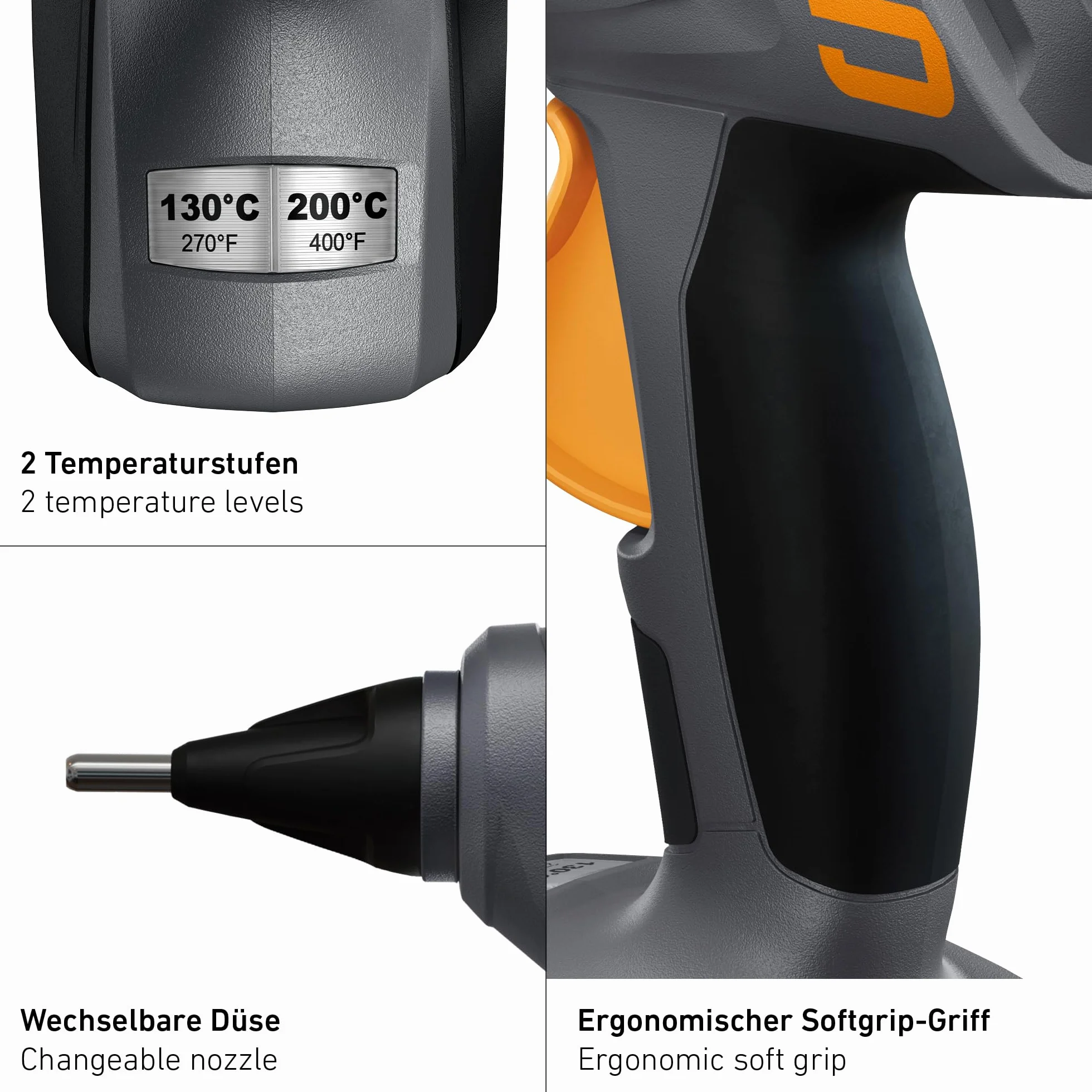 Steinel Bezprzewodowy pistolet do klejenia na gorąco PRO MobileGlue 5011 system 18 V Bosch AMPShare, bez akumulatora, 3 sztyfty kleju, 130°/200°C