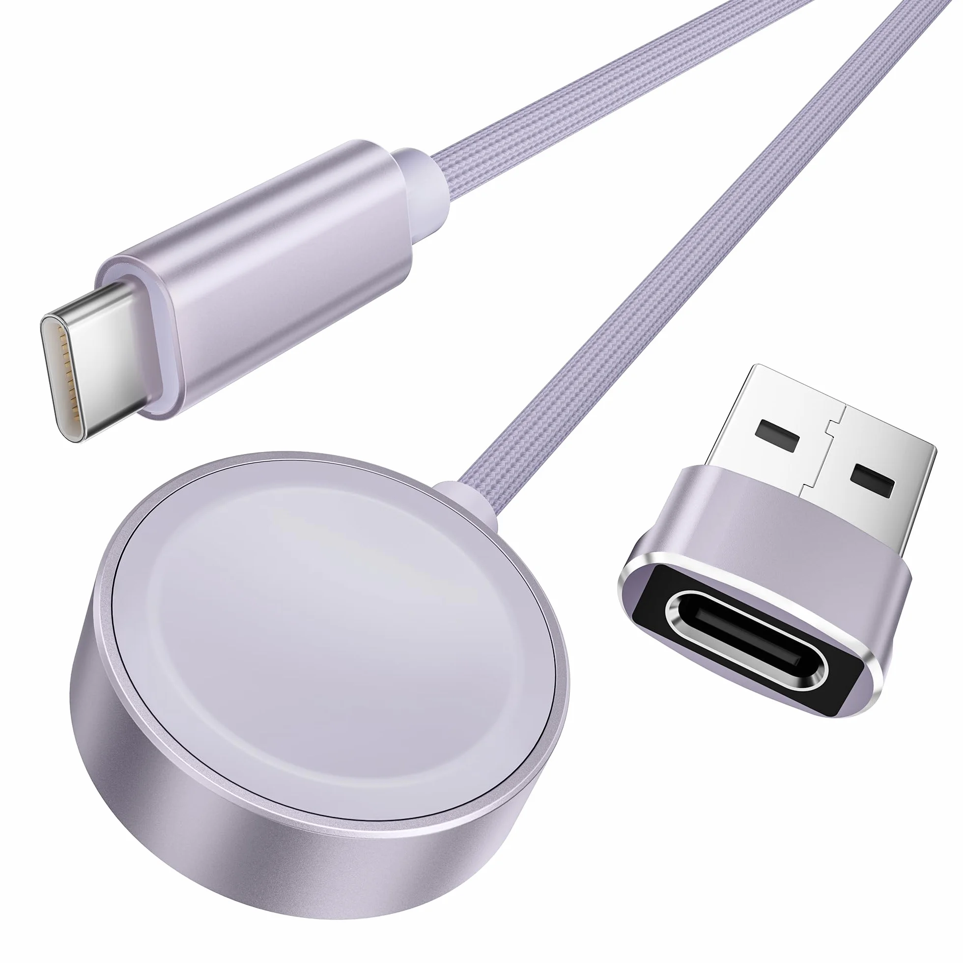 Elebase Apple Watch Ultra 3 ładowarka,5W Magnetyczna Apple Watch Charger z kabel USB C 1,2 m szybkiego ładowania i adapterem USB A,przenośna bezprzewodowa Typ C do iWatch Series 11 10 9 8 7 6 5 4,SE