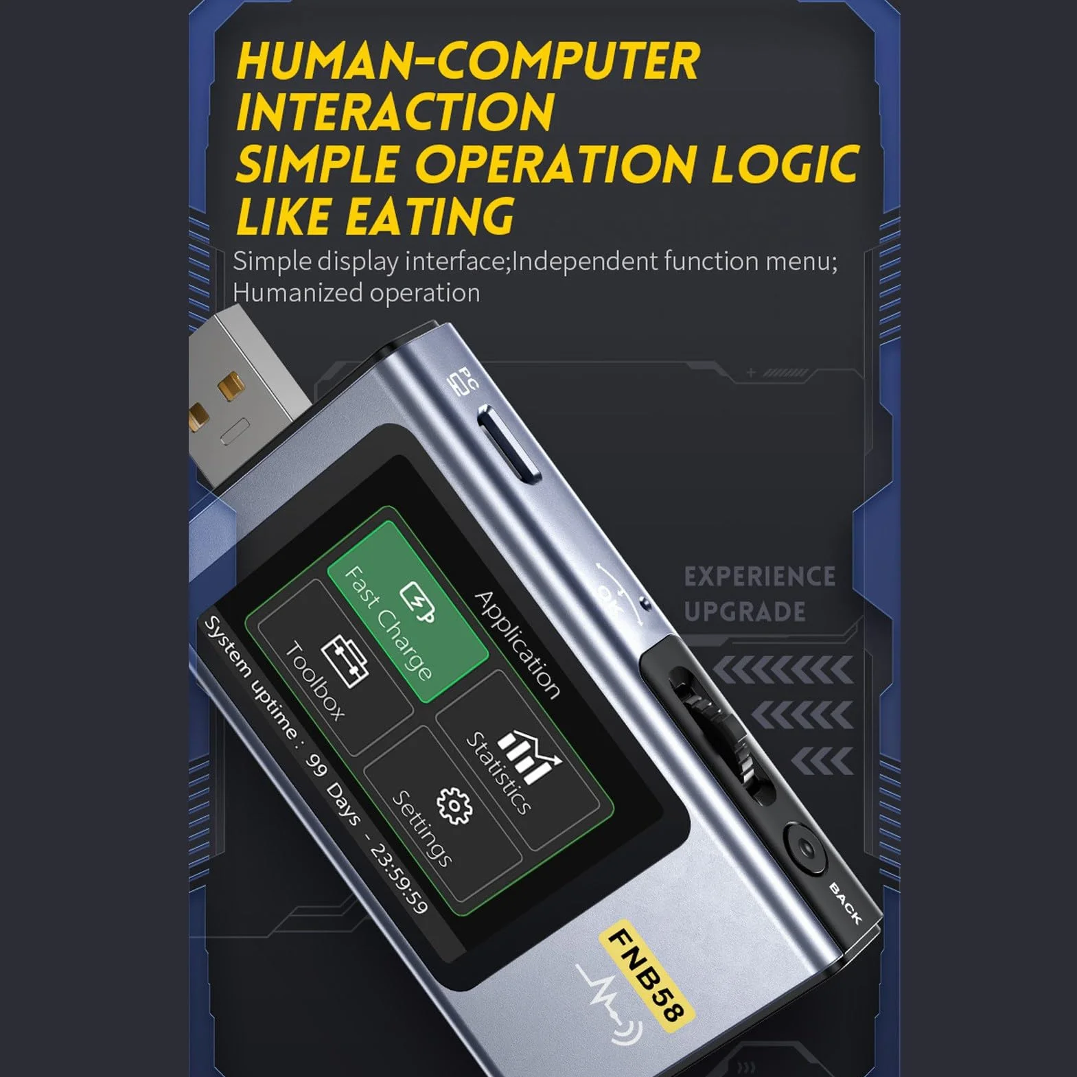 Tester USB 4-28 V 0-7 A 0-140 W, USB Tester Napięcia Prądu Przemiennego, Prądu i Mocy Multimetr, Szybkie ładowanie Pomiar Zdolności Wykrywania za pomocą 2,0-calowego Ekranu LCD o