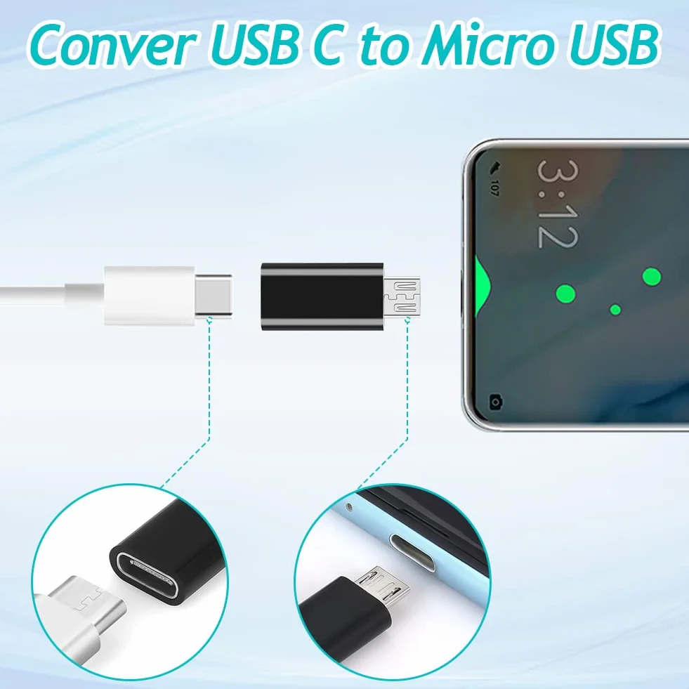 AXFEE Adapter USB C na USB, micro USB na USB C, superszybki transfer danych i szybkie ładowanie, kompatybilny z iPhone/PC/Samsung/iPad/laptop/MacBook, 4 sztuki