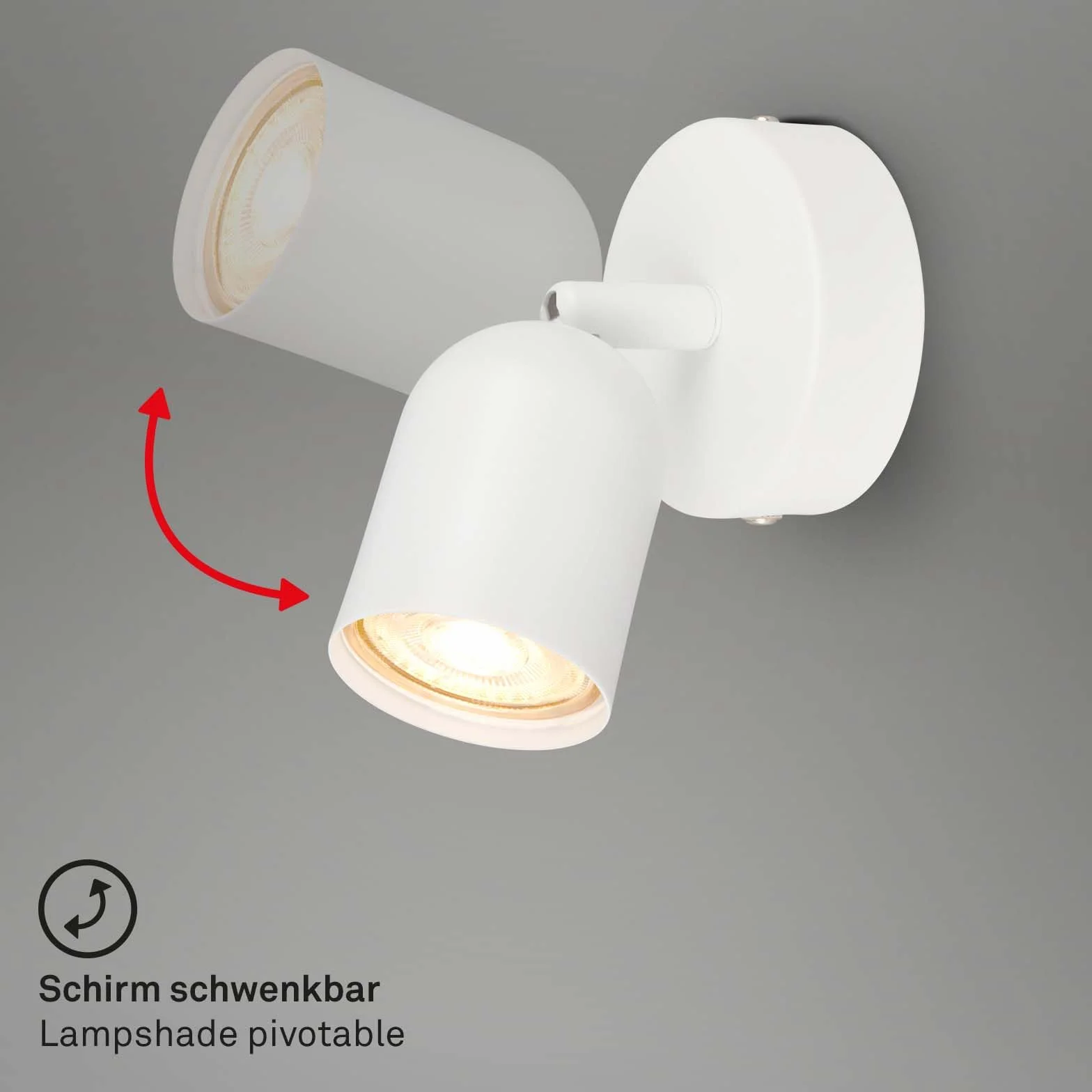 BRILONER Lampa do Czytania, Ścienna Obrotowa do Wnętrz, Salonu, Biały Metal