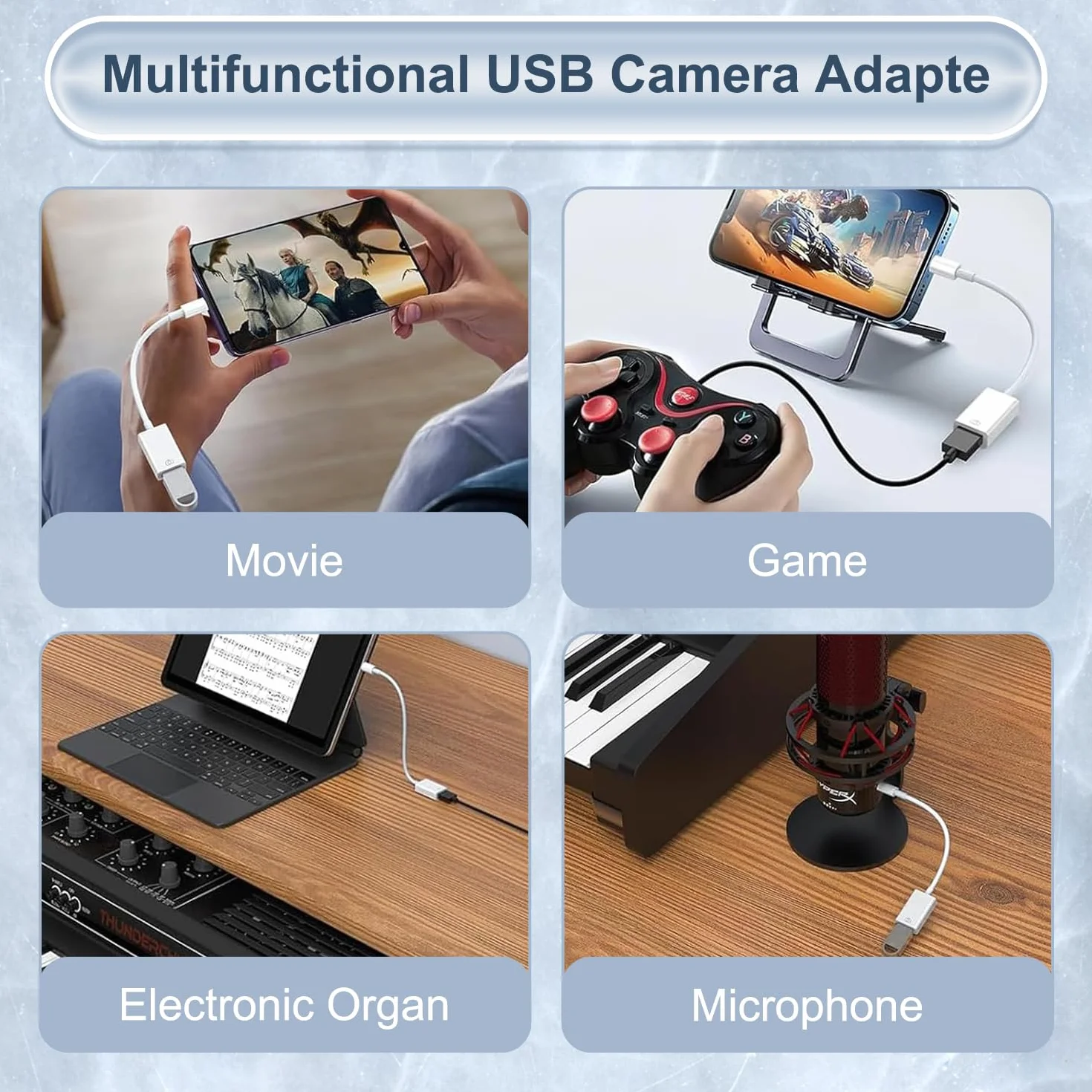 Adapter USB na Lightning MFi, Lightning męski na USB żeński 3.0 OTG do iPhone 14 13 12 11 iPada
