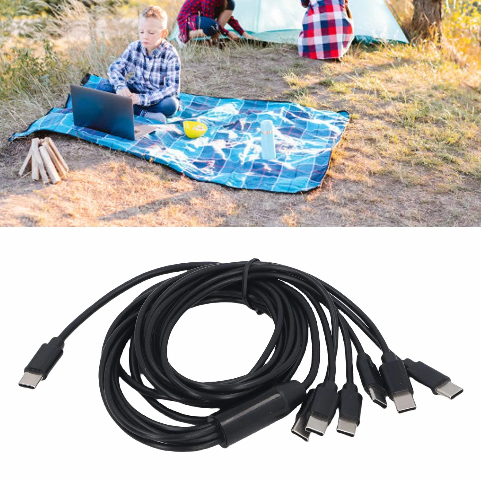 Topiky Kabel USB C Splitter 6 w 1 do USB C, Szybki Rozdzielacz z Miedzianym Rdzeniem 6.6FT