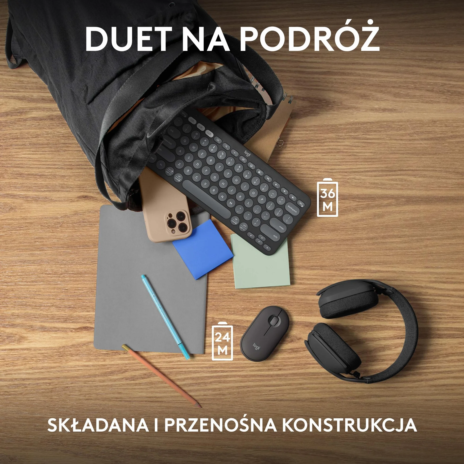 Logitech Pebble 2 Combo Bezprzewodowa klawiatura i mysz Logi Bolt Bluetooth Grafit