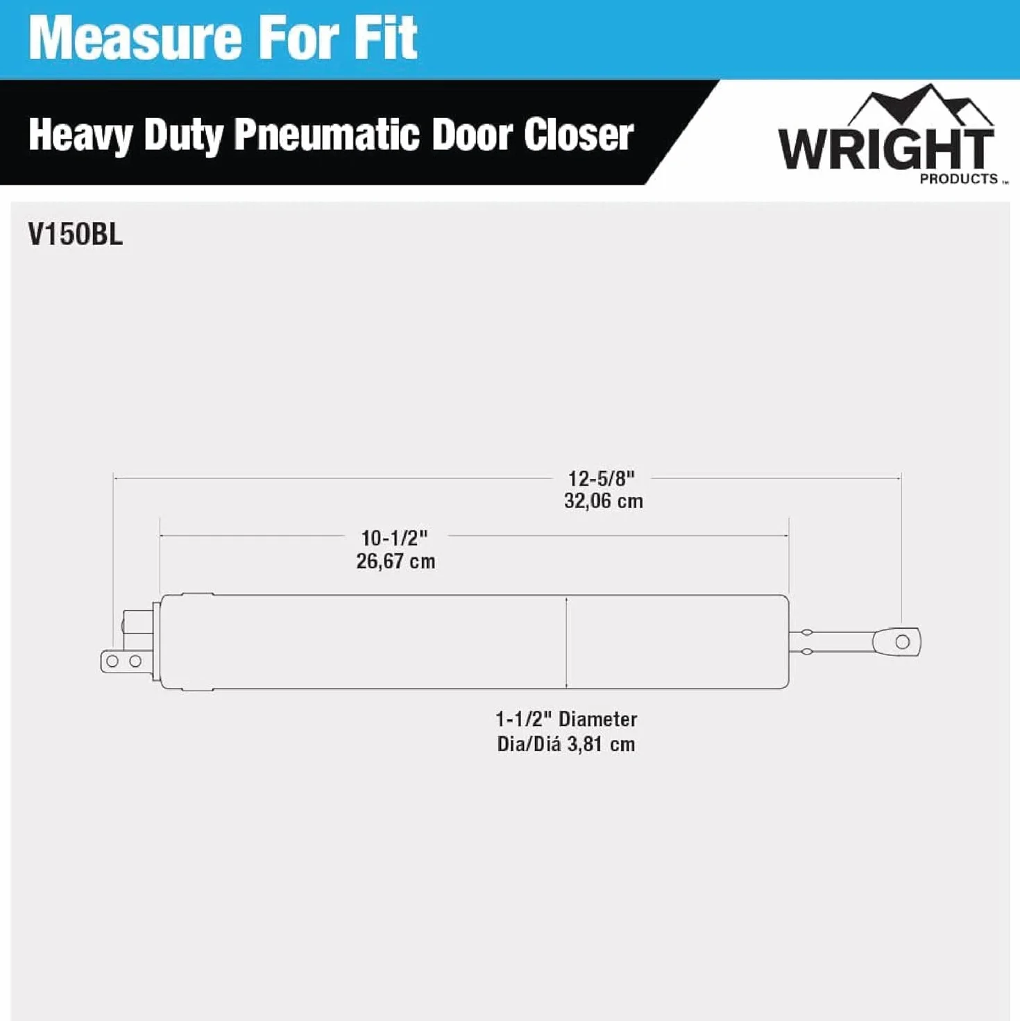Wright Products V150BL wytrzymałe samozamykacz pneumatyczny, czarny