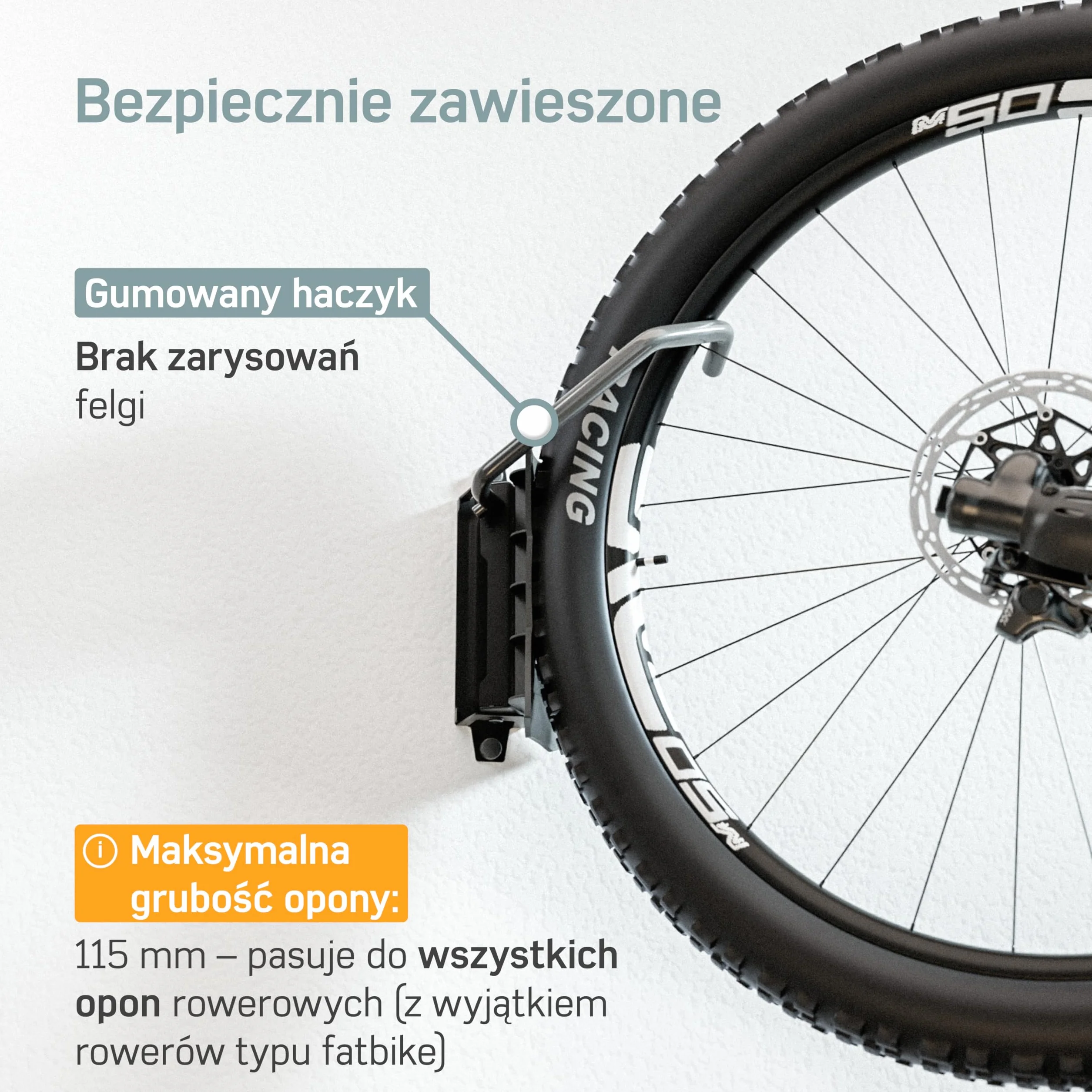 Borgen Ścienny uchwyt rowerowy pionowy, obrotowy, do 35 kg – Oszczędzający miejsce uchwyt na rower do montażu na ścianie, w zestawie kołki Fischer DuoPower