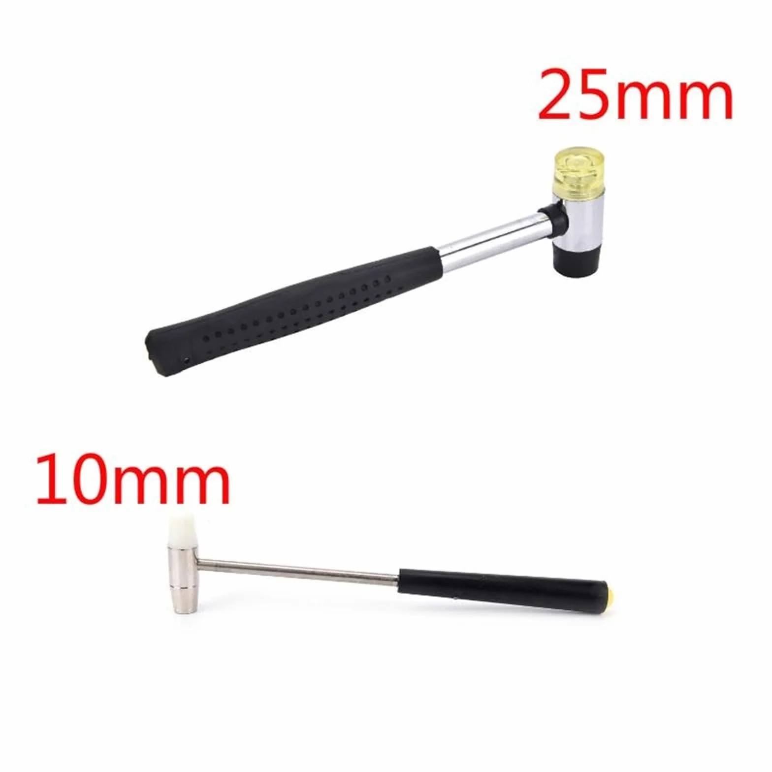 10mm 25mm Mini Dwustronny Gumowy Młotek Domowy Nylonowa Głowica Ręczny Narzędzie do Biżuterii/Rzemiosła/DIY(25mm)