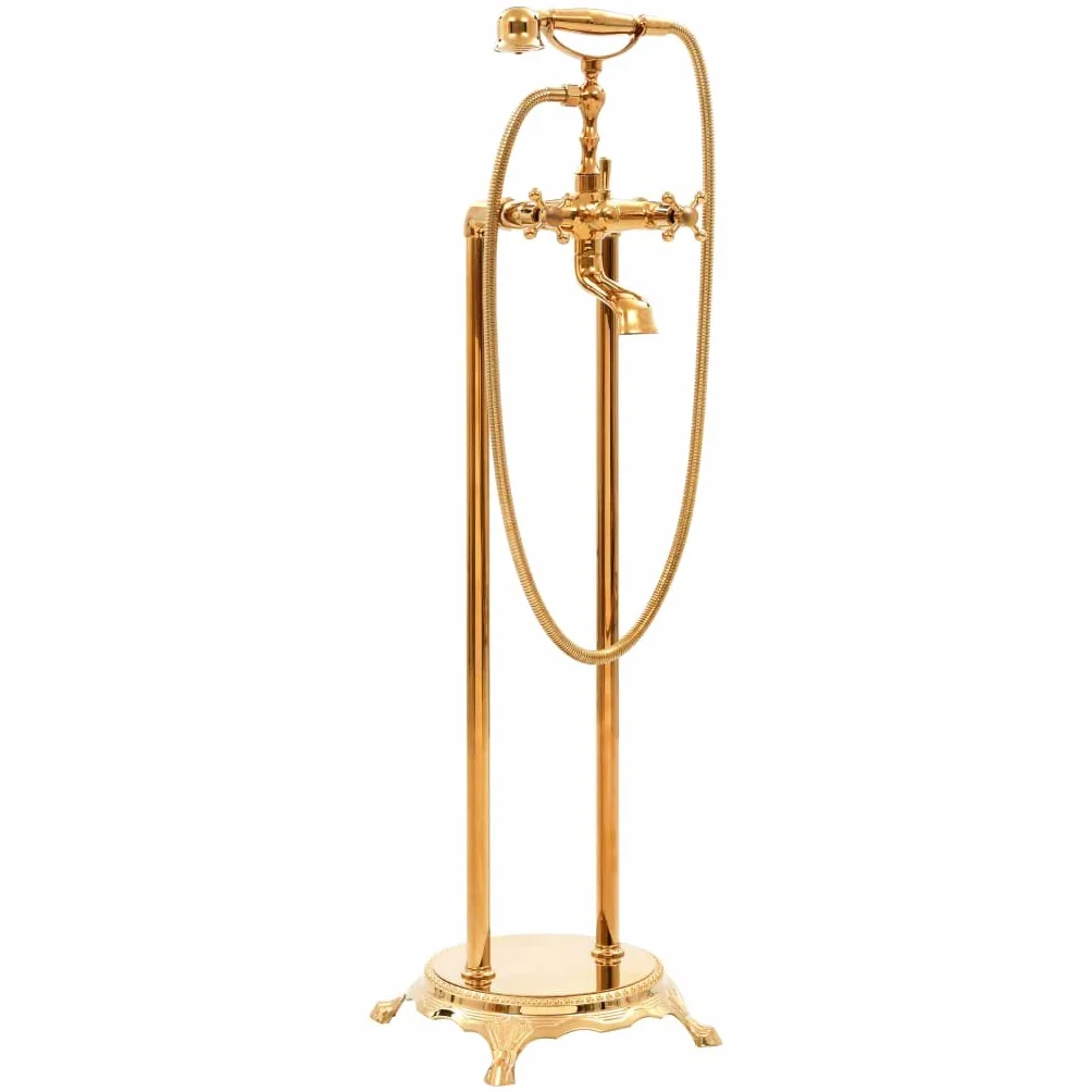 Wolnostojąca armatura wannowa, złota stal nierdzewna 99,5 cm, wlot wanny z wylewką wanny, wlot wody, armatura wlotowa, przełącznik, przyłącze prysznicowe, remont łazienki