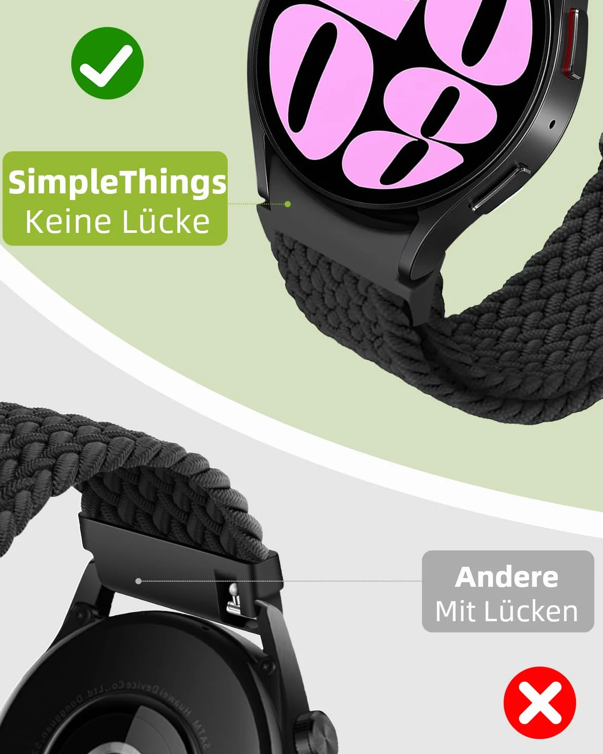 SimpleThings Pleciona bransoletka kompatybilna z Samsung Galaxy Watch 7/6/5/4 40 mm 44 mm 5 Pro 45 mm 6 Classic 47 mm