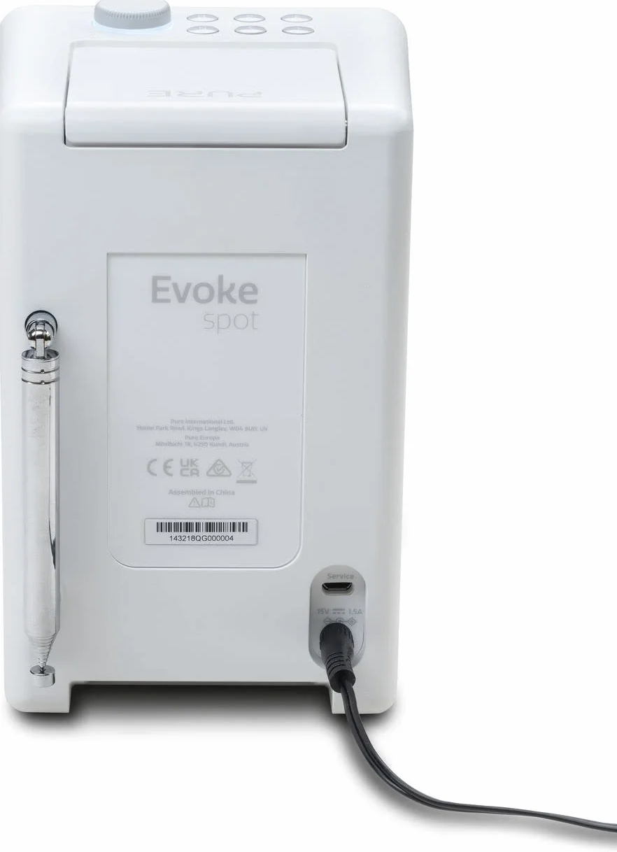 Pure Evoke Spot DAB+/FM/radio internetowe, Wi-Fi, Bluetooth, kompaktowy system Hi-Fi, bawełna, biały, 476399