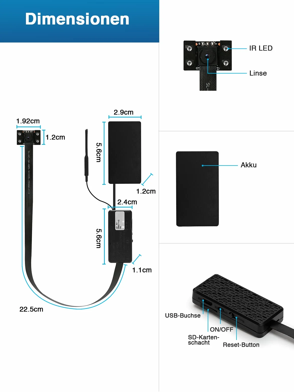 HiKam Mini kamera WLAN 4K HD 2600 mAh IP WiFi do monitoringu