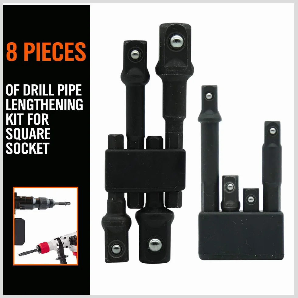 HORUSDY 8-teilige Bohrmaschinen-Adapter-Sets, Sechskantschaft Schlagschrauber-Stecknuss Adapter, Stecknuss auf Bohradapter 1/4 Zoll 3/8 Zoll 1/2 Zoll Schlagschrauberadapter
