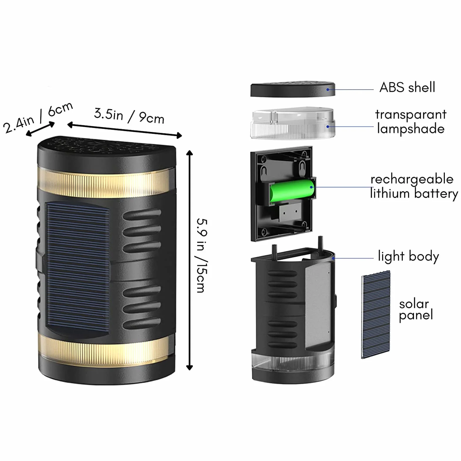 Lampy solarne na zewnątrz, KINGCOO wodoodporne w górę i w dół, 2 diody LED, wydrążone, zasilane energią słoneczną, dekoracyjne lampy ścienne do ogrodu, ogrodzenia, podwórka, oświetlenia ścieżki drzwi wejściowych, 4 szt., białe