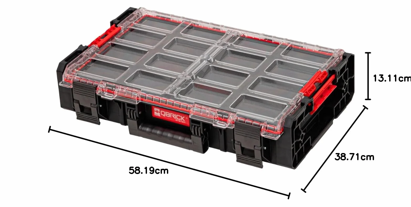 Qbrick Organizer System ONE XL 2,0 MFI czarny, w zestawie z wielowarstwowymi wkładkami piankowymi, organizer do przechowywania zestawu narzędzi i akcesoriów o dużej pojemności do przechowywania