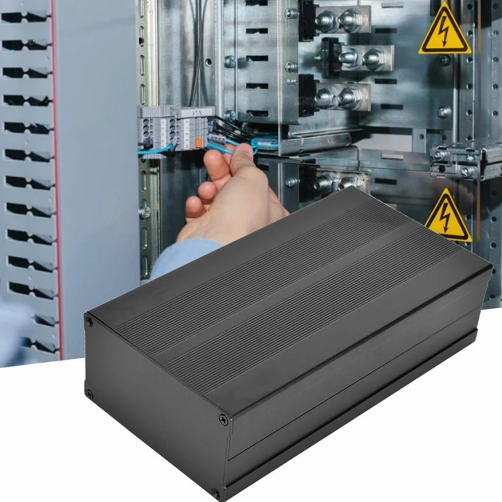 Pudełko projektowe ze stopu aluminium, 55X106X200mm obudowa w kolorze piaskowym, elektroniczna obudowa ochronna, rozpraszająca ciepło skrzynka przyłączeniowa