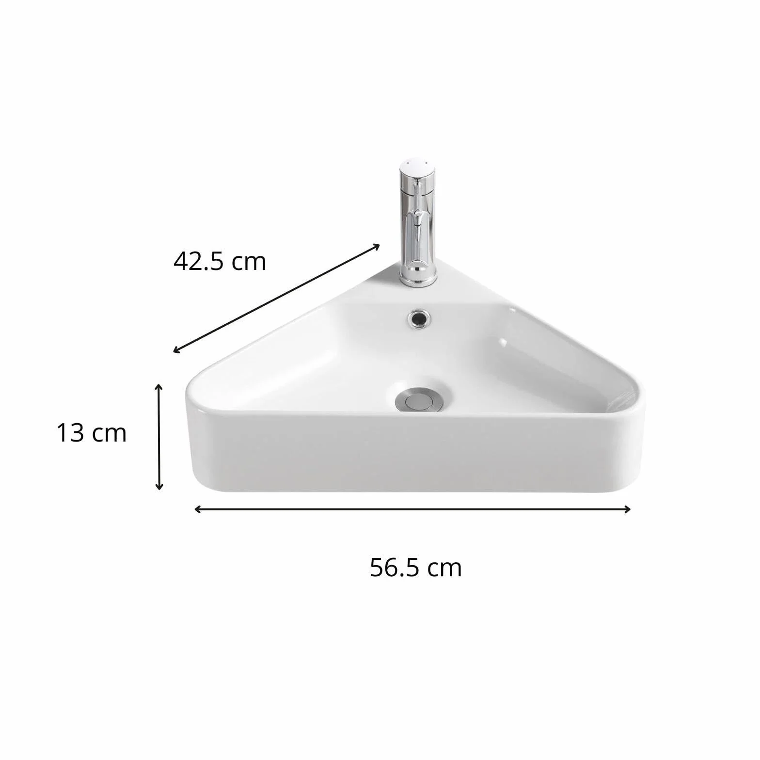 MOB-IN Biała ceramiczna umywalka narożna 42,5 cm marginesy