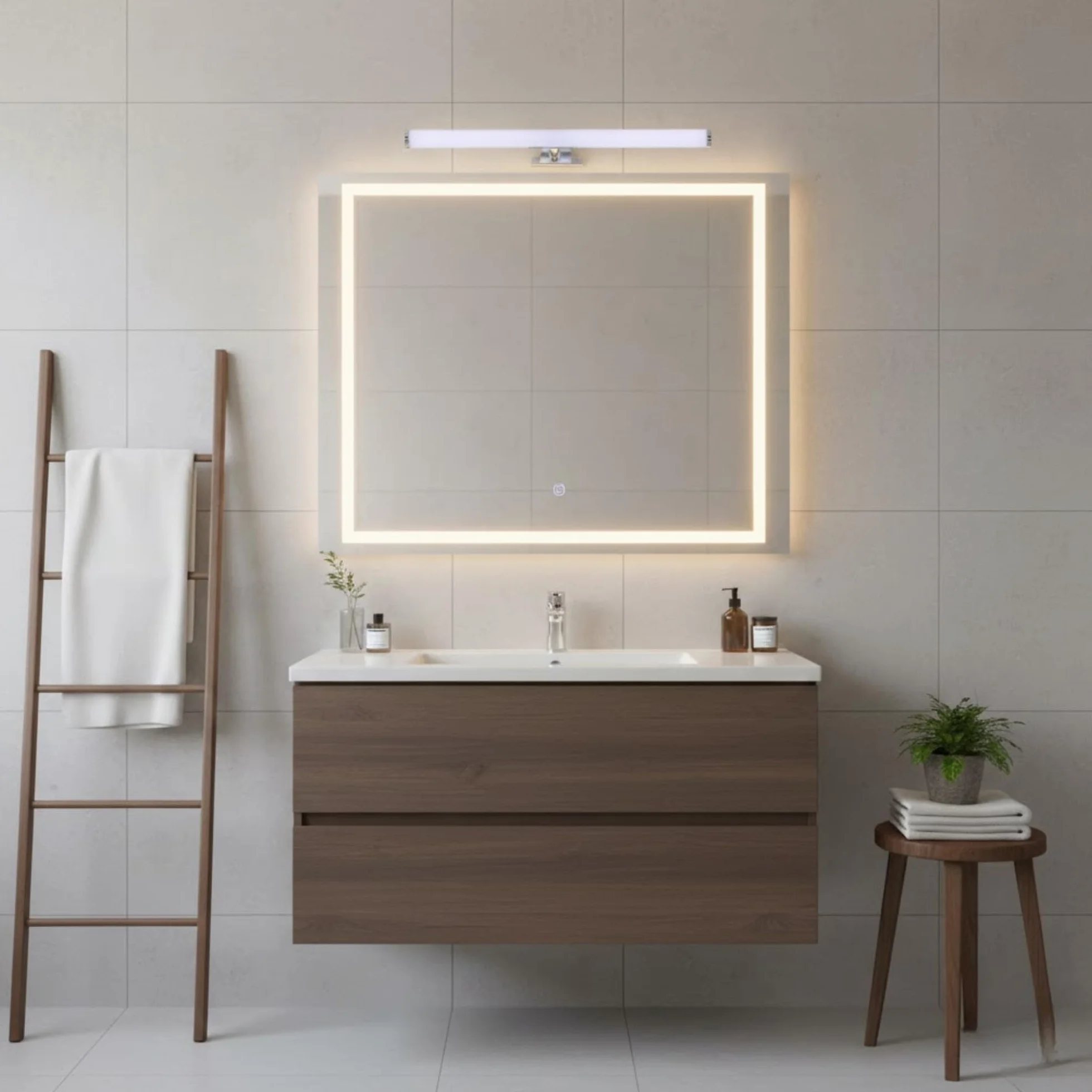 BarcelonaLED kinkiet łazienkowy lustro LED 7 W 40 cm wodoodporny IP44 neutralny biały makijaż światło 4000K do szafki szafki lub ściany 3 w 1