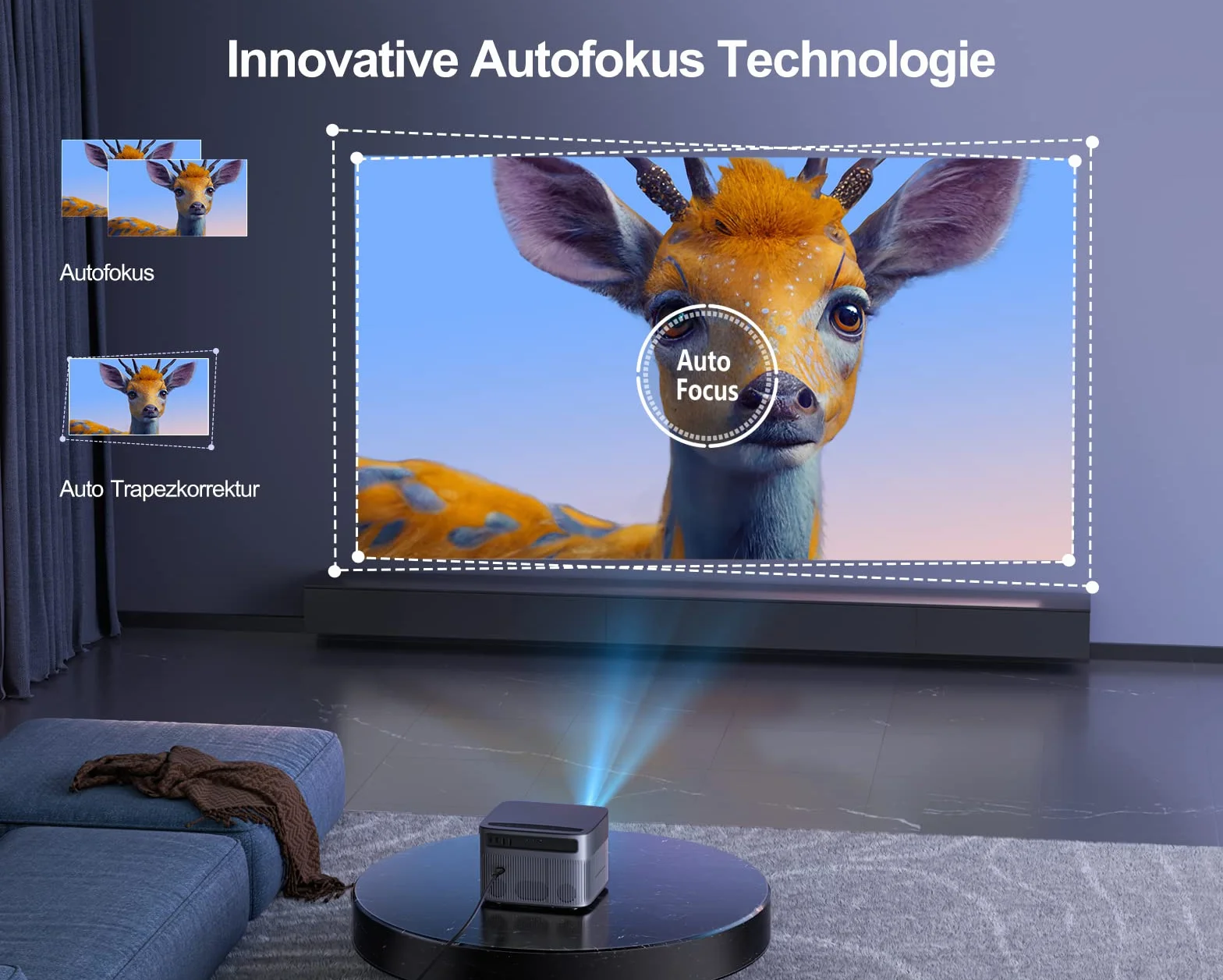 Projektor 30 000 lumenów, automatyczna korekcja ostrości/trapezu, WiFi, Bluetooth, Full HD 1080P, kino domowe, obsługa 4K, projektor telefonu komórkowego