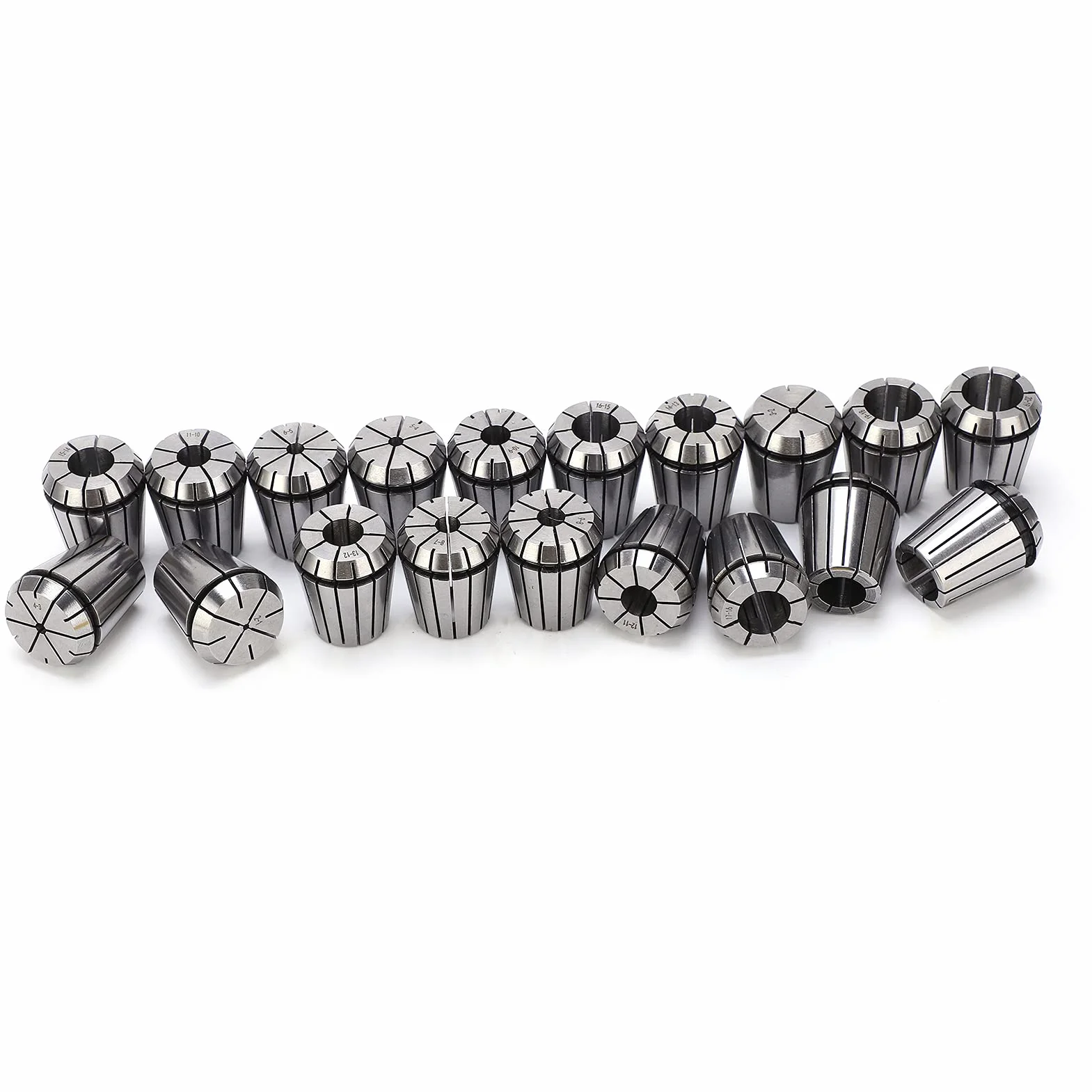 Hyuduo Zestaw Tulei Zaciskowych ER32 19 Sztuk Wysokiej Jakości Zestaw Tulei Zaciskowych ze Stali Węglowej 1065 Zakres 2mm-20mm Tolerancja 0,015mm dla Grawerki Frezowanie Gwintowanie