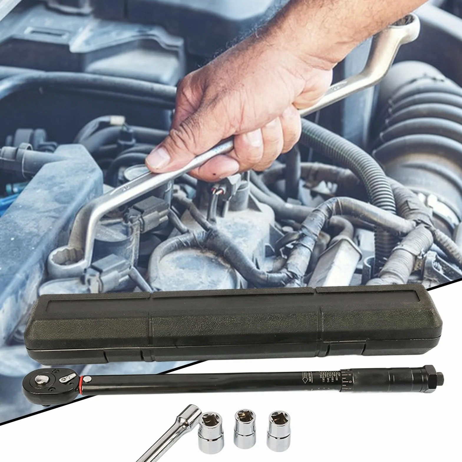 Klucz dynamometryczny 1/2 Ergonomiczne regulowane narzędzia mechaniczne | Klucz dynamometryczny z grzechotką Dla mechaników samochodowych i inżynierów