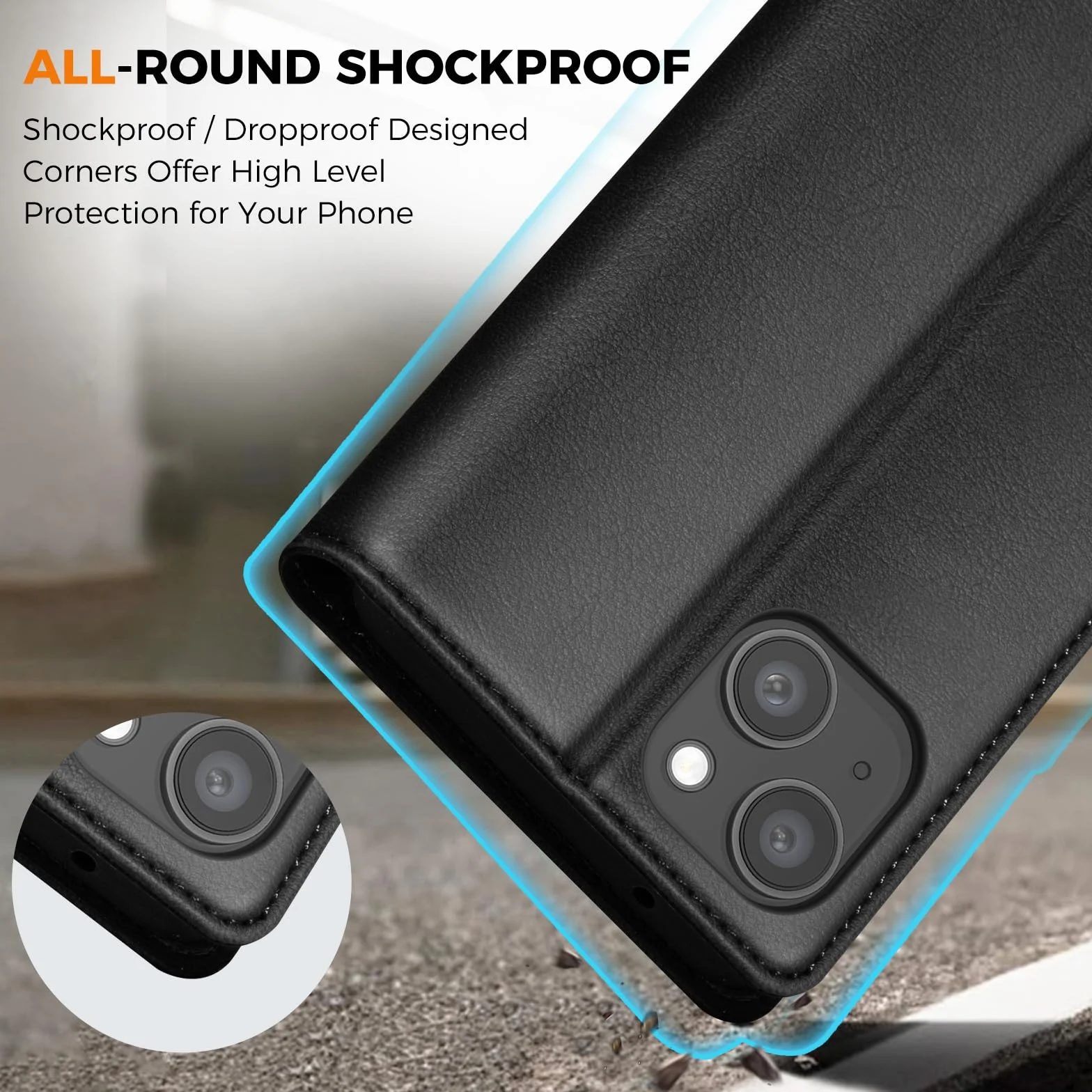 Etui na iPhone 13 Portfel Flip Case z Funkcją Stojaka Skóra PU Czarna