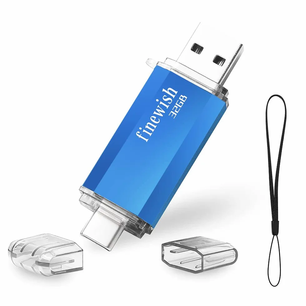 USB C Pendrive 32 GB, 2 w 1, pamięć flash typu C, przenośny Otg, do tabletów, nowego Macbooka, smartfonów z Android, Samsung, Huawei, Oneplus, niebieski