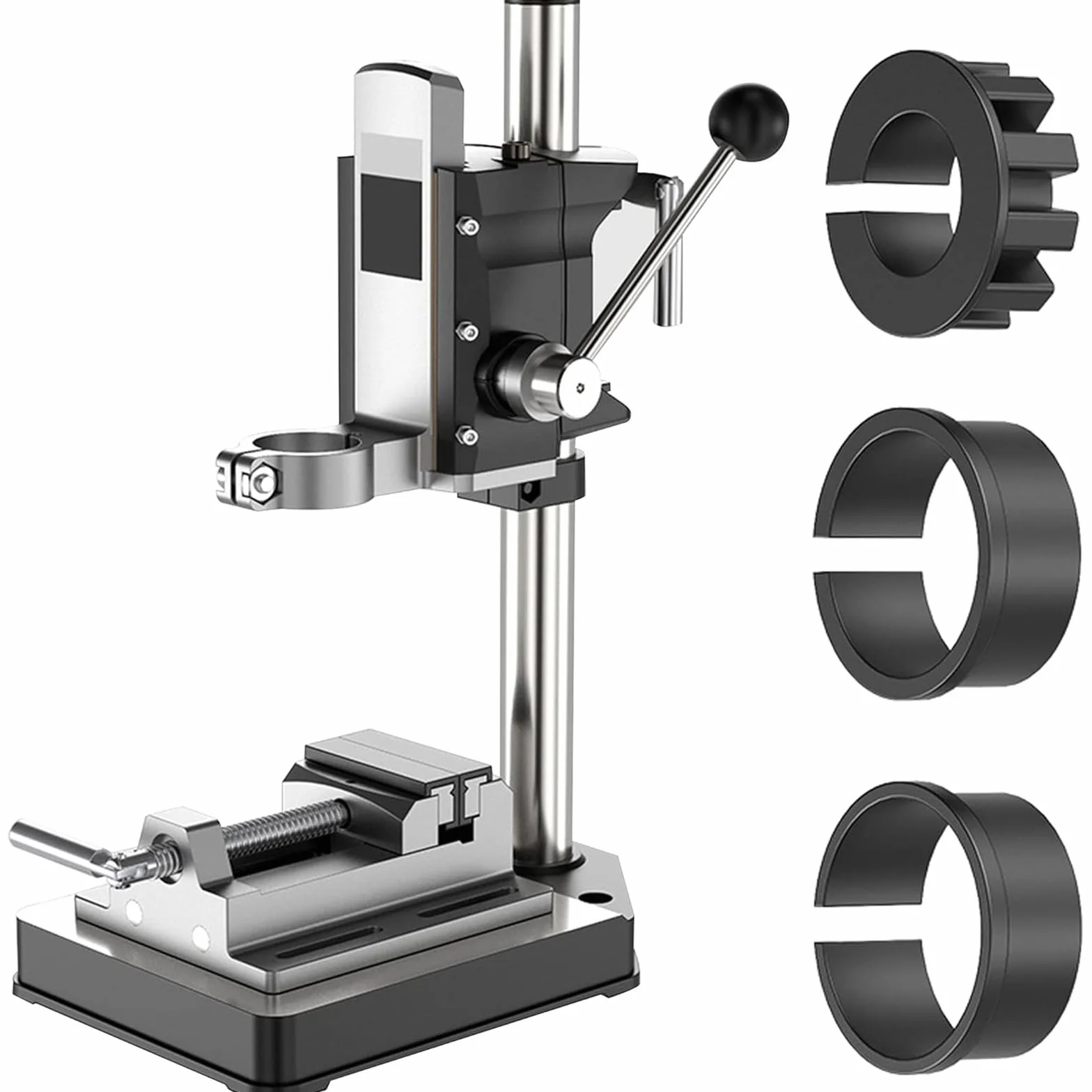 Stojak na wiertarkę, stojak na wiertarkę wytrzymały z płaskimi szczypcami, regulacja wysokości: 0 ~ 24,5 cm/maksymalna szczęka 44 mm/skok roboczy: 60 mm/rozmiar podstawy: 250 * 170 mm, do