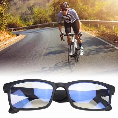 Inteligentne okulary Bluetooth, inteligentne okulary z filtrem światła niebieskiego, inteligentne okulary z otwartym dźwiękiem w uszach z mikrofonem, asystent dotykowy i głosowy, kompatybilne z muzyką