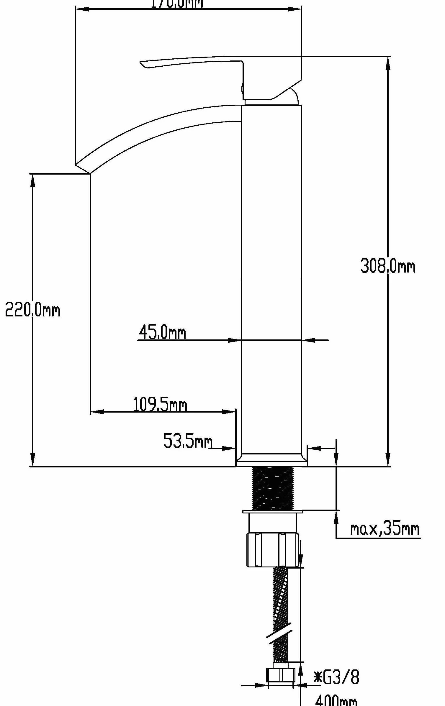 DP Bath Acacia- bateria umywalkowa jednouchwytowa, srebrna