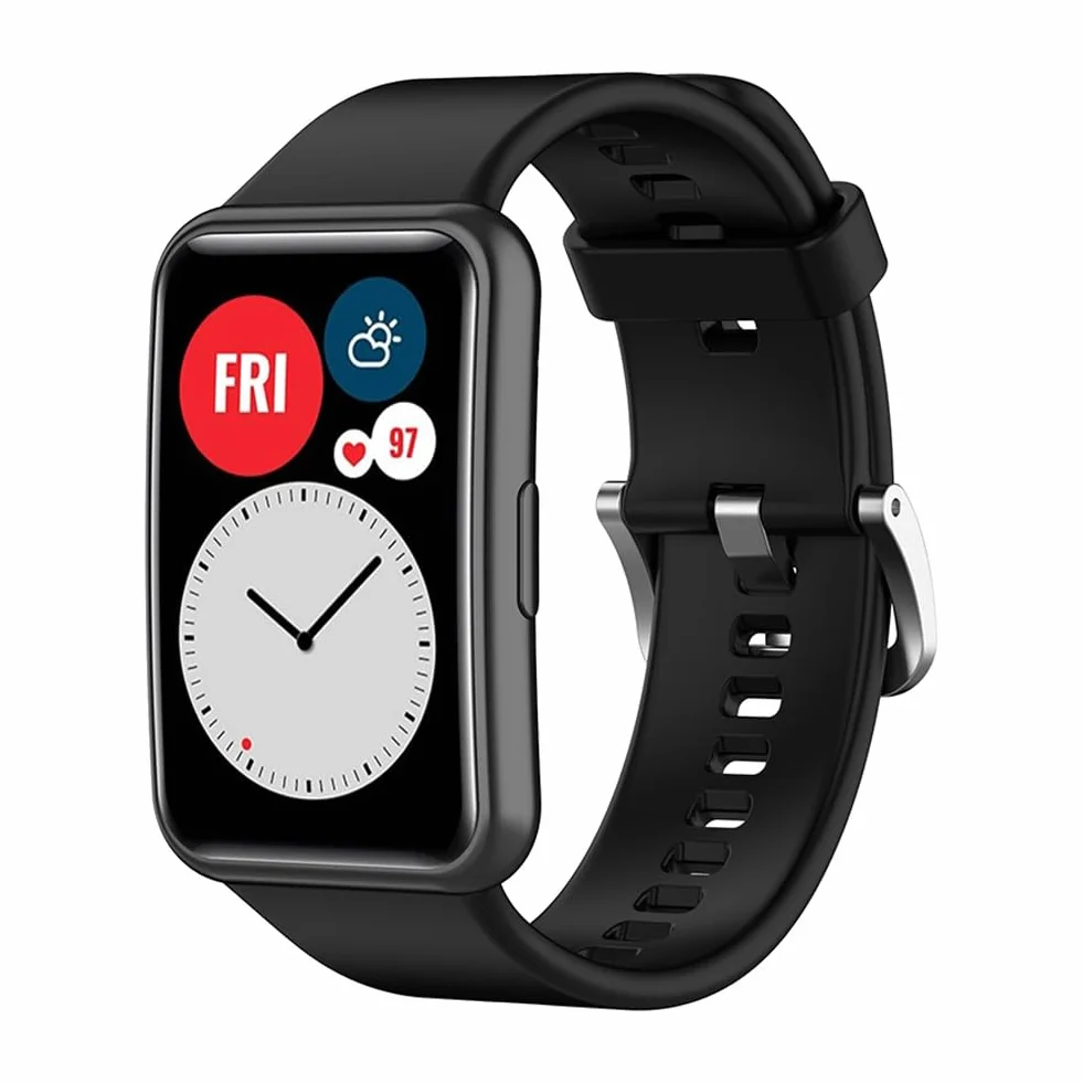 Pasek Kompatybilny z Huawei Watch Fit New/Watch Fit (TIA-B09/TIA-B19), Silikonowy Pasek Zamienny do Huawei Watch Fit Special Edition/Watch Fit Elegant (Czarny)