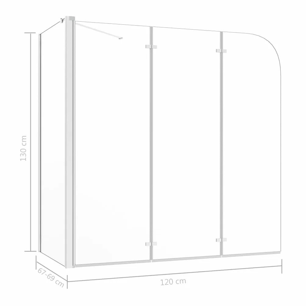 Kabina prysznicowa z hartowanego szkła 3 mm z profilami aluminiowymi przezroczysta 120 x 69 x 130 cm składana konstrukcja do ochrony przed pryskaniem w łazience