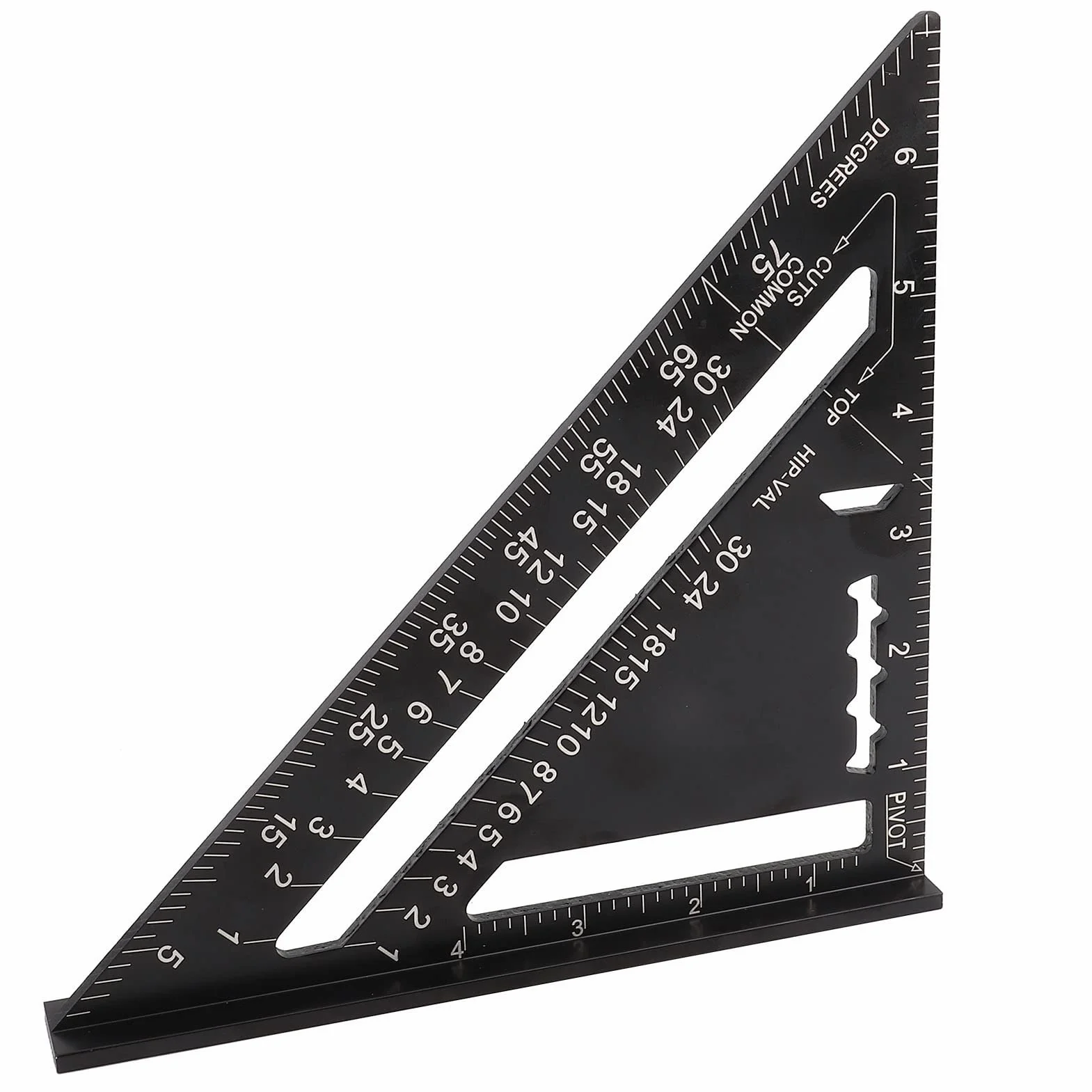 7-calowy metryczny/imperialny kwadratowy aluminiowy instrument linijka trójkątna kątomierz z czarnym wykończeniem Oxi dla stolarzy