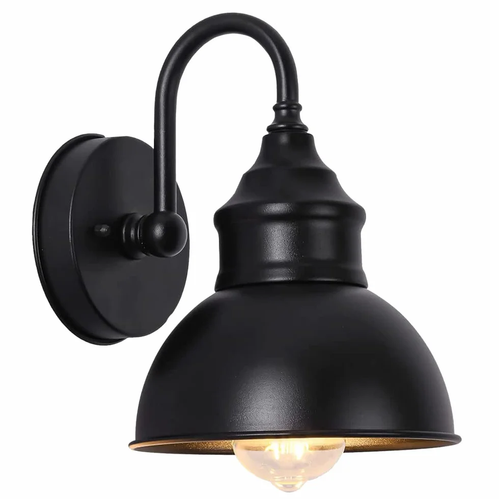 Zewnętrzna Lampa ścienna, Czarna Lampy Zewnetrzne, Metalu Kinkiety w Stylu Retro/Vintage/industrialny, 1 x gniazdo E27, bez żarówki