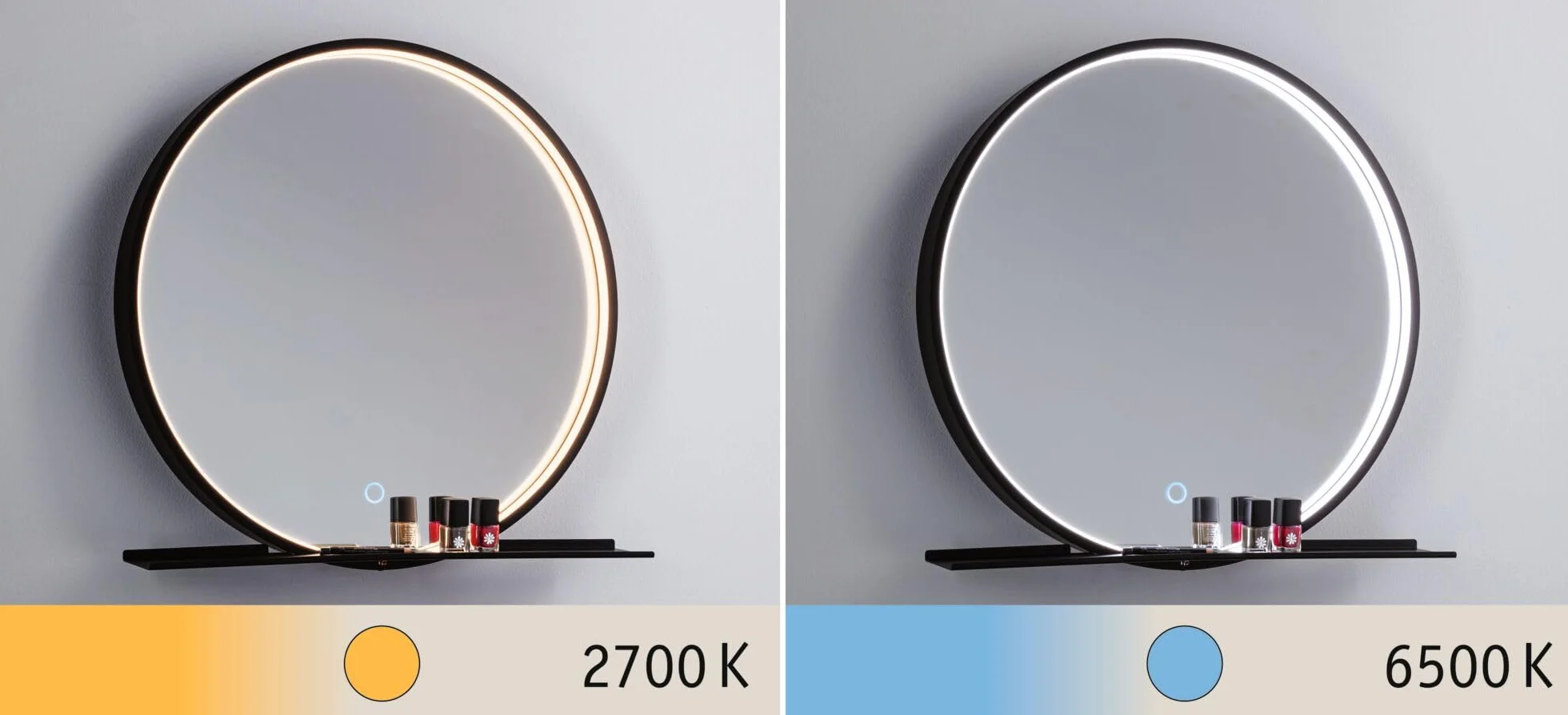 Paulmann 71090 LED lustro podświetlane Miro IP44 Tunable White 160lm 230V 10,5W lustro LED, czarny matowy oprawa łazienkowa