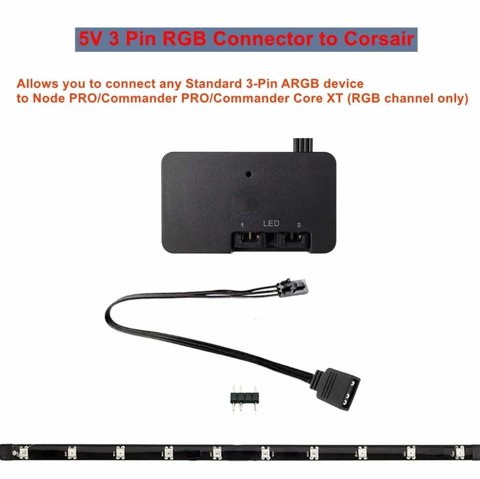 Kabel adaptera RGB do Corsair Lighting Node Pro, konwertera do iCUE Commander Pro, ARGB 5 V 3 piny