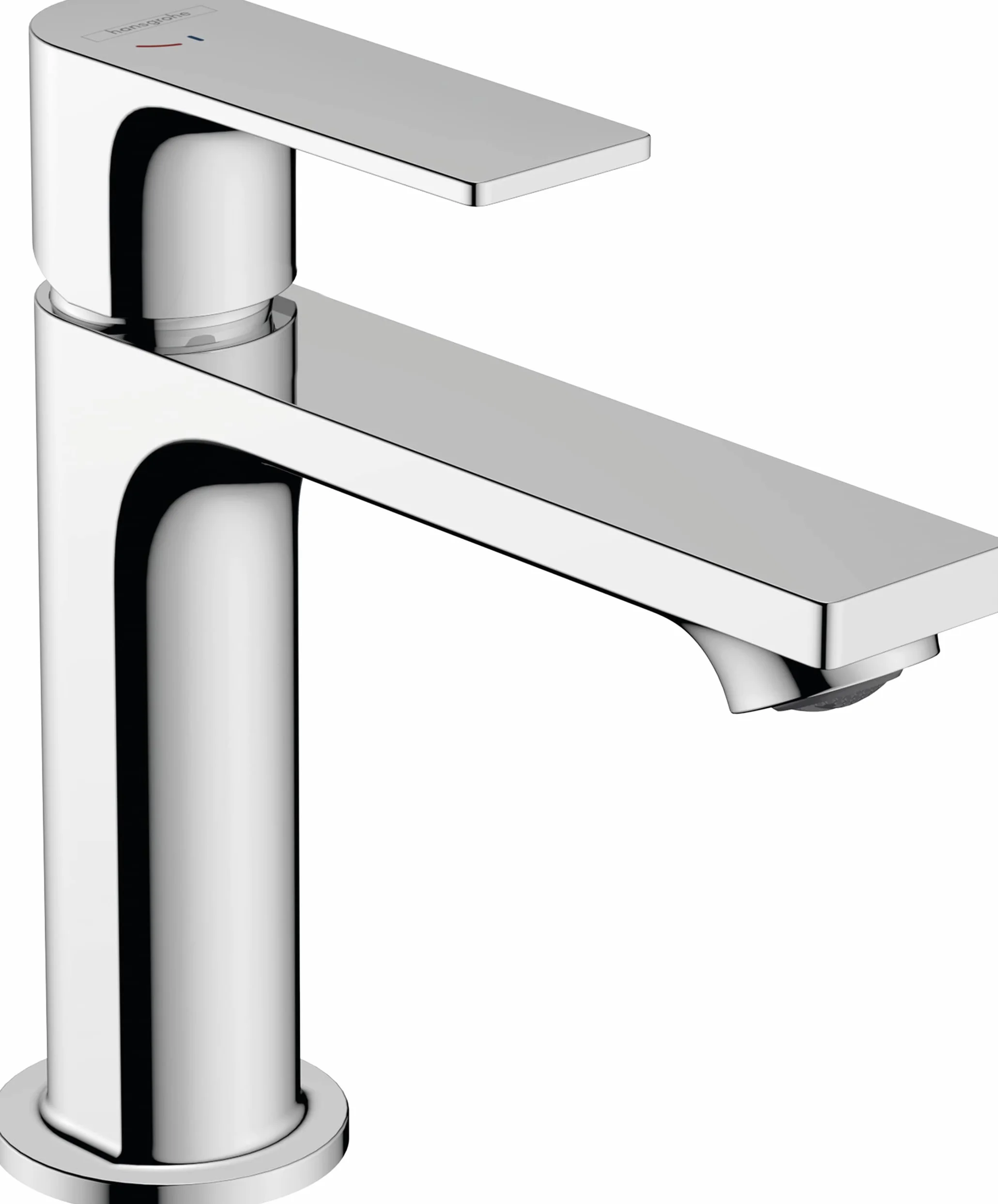 hansgrohe Rebris E 72560000 bateria umywalkowa bez odpływu, energooszczędna (CoolStart), kran łazienkowy z wylewką, wysokość 109 mm, bateria mieszakowa do umywalki oszczędzająca wodę (EcoSmart), chrom