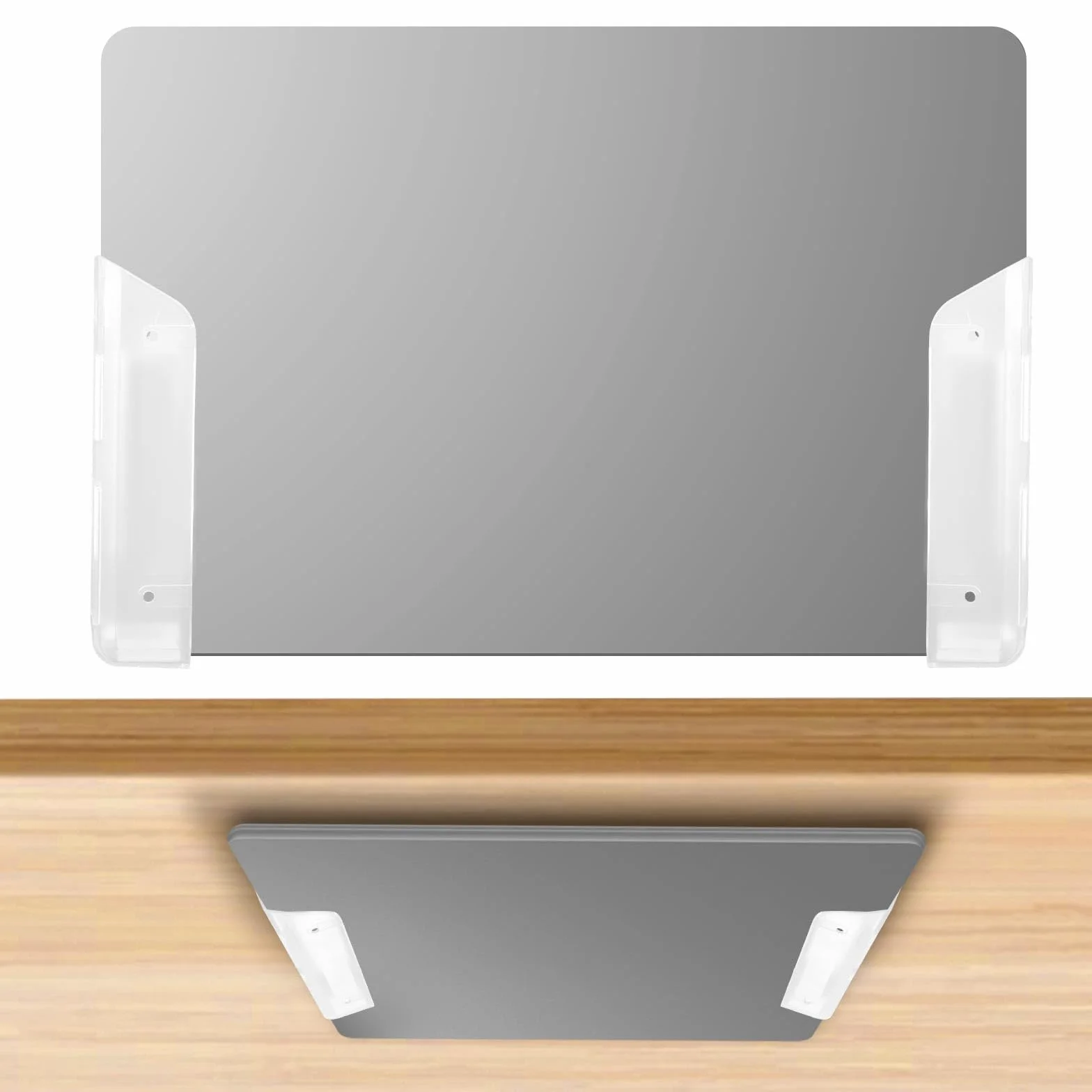 Uchwyt na Laptopa Pod Biurko Ścienny i Podbiurkowy Przezroczysta Półka na Tablety o Grubości do 3,2cm
