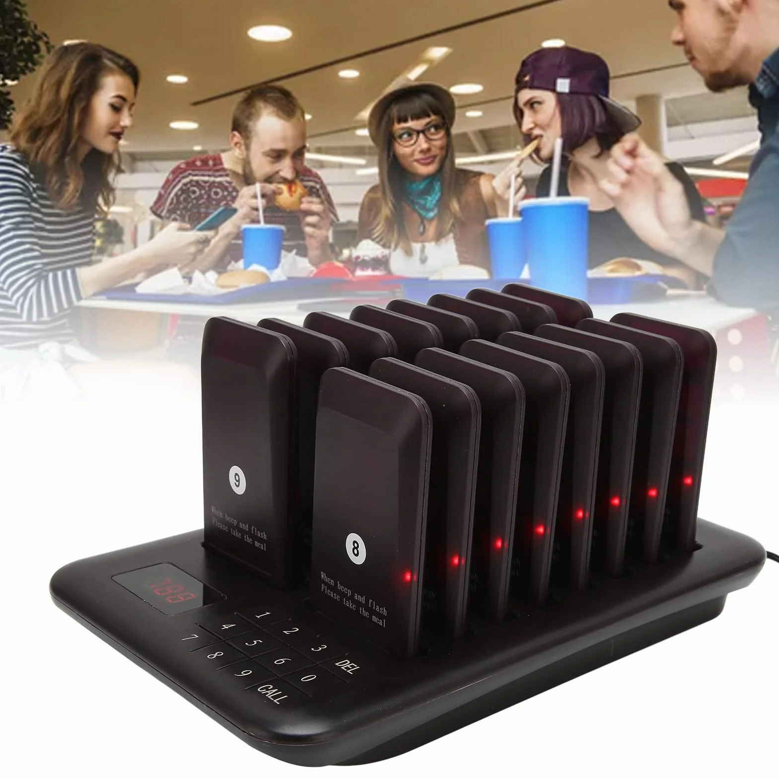 Bezprzewodowy System Wywoływania Pagera Restauracyjnego 16 Pagerów 800m 250mAh