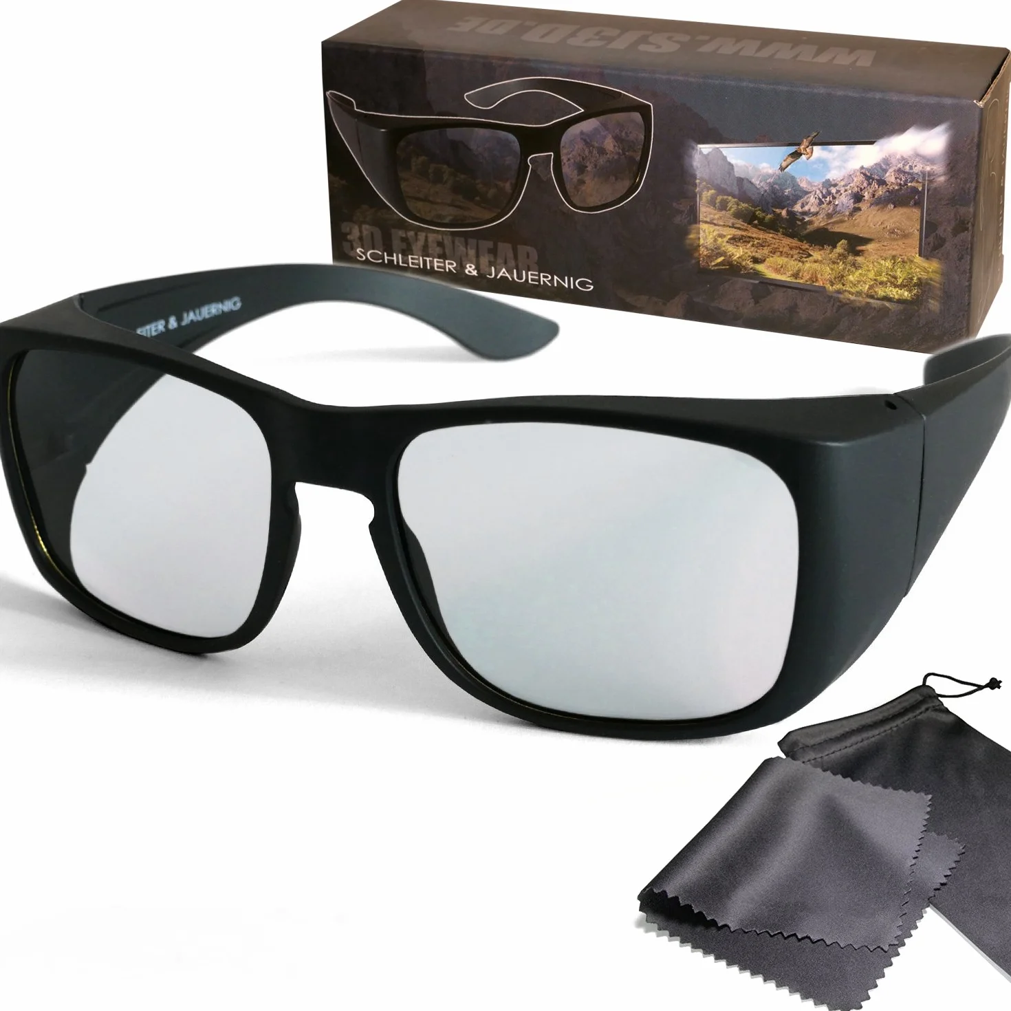 Schleiter & Jauernig SJ-UE pasywne okulary 3D polaryzacyjne okrągłe do nakładania dla osób noszących okulary, 200 g