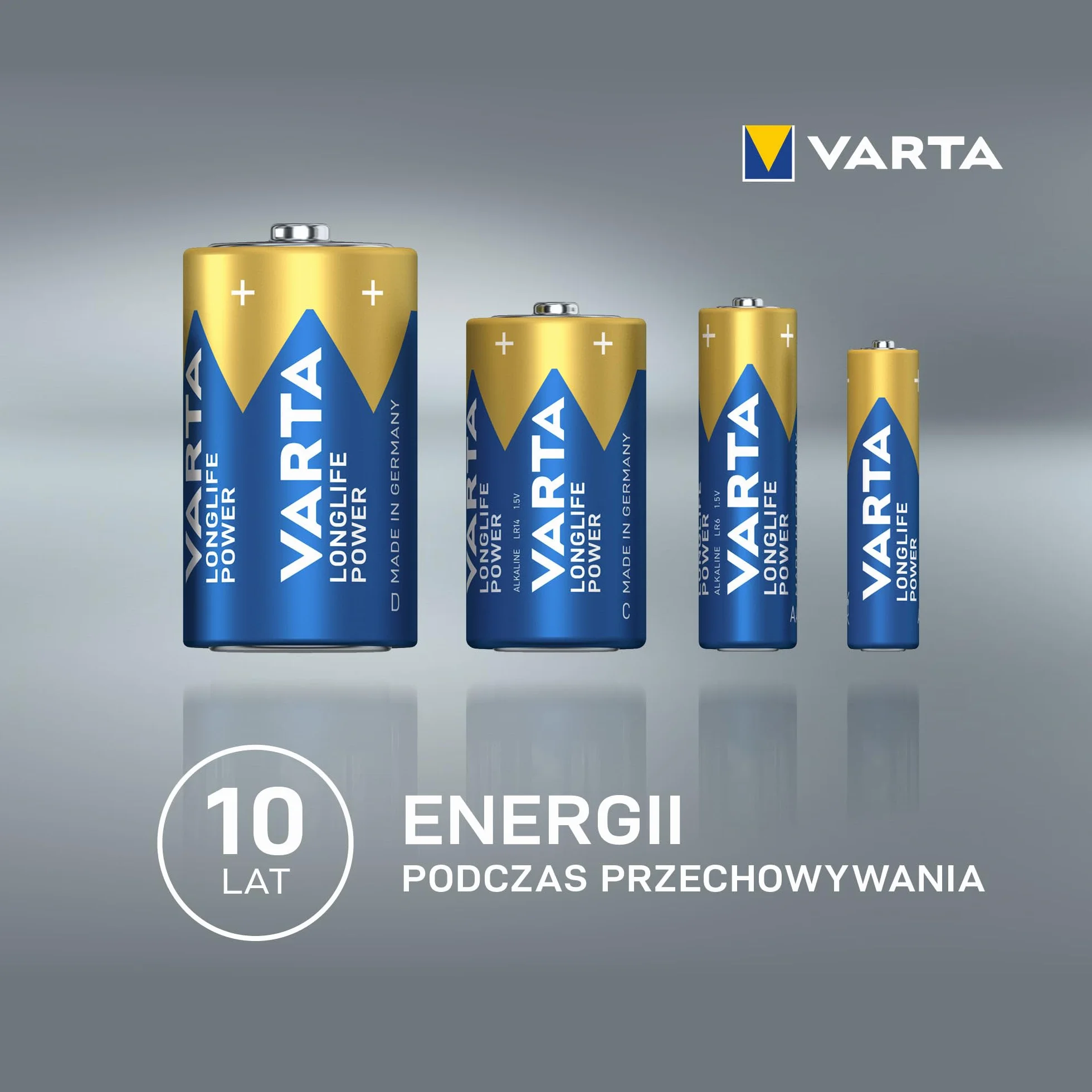 VARTA Longlife Power, bateria alkaliczna, AAA, Micro, LR03, 1,5 V, opakowanie 10+10 szt., Made in Germany