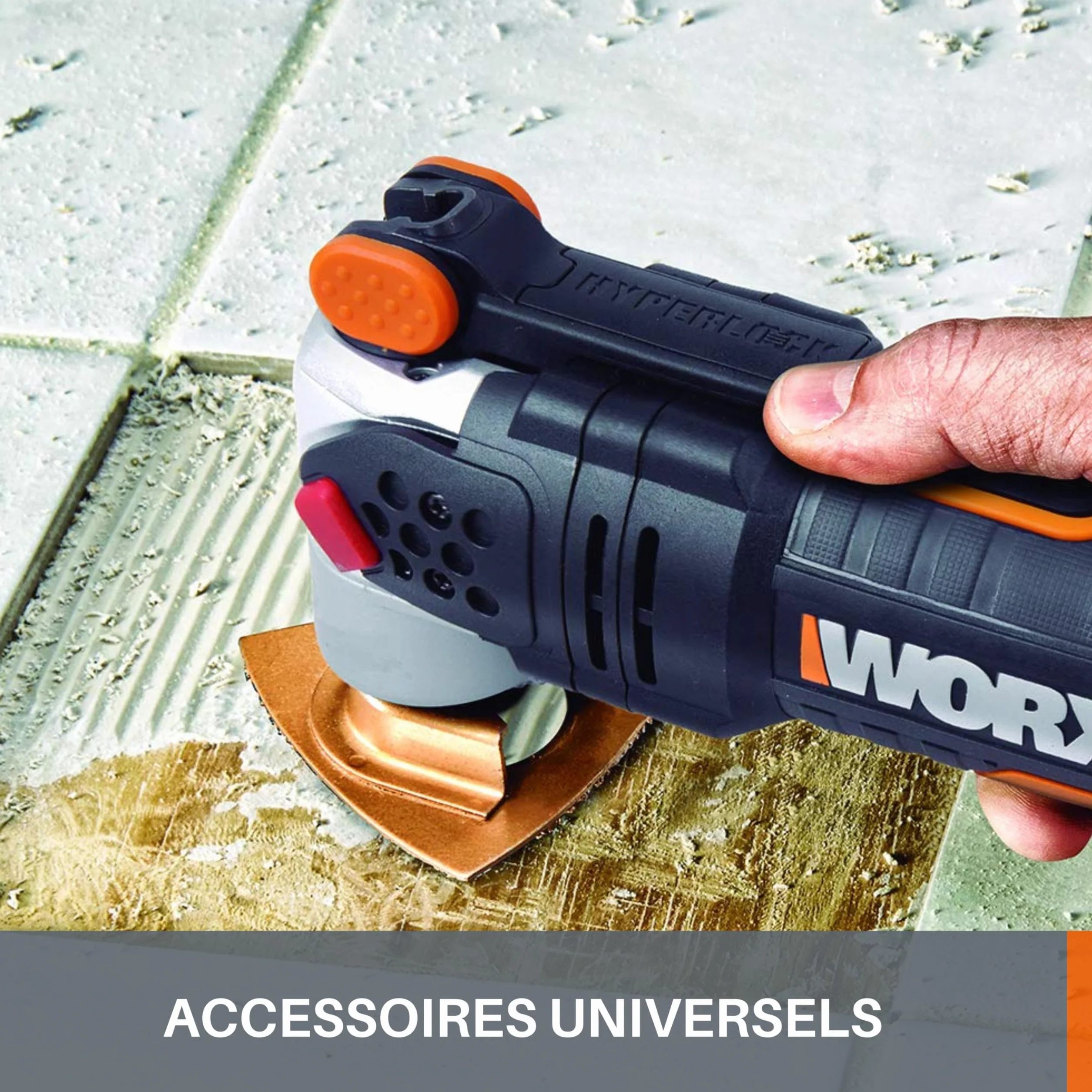 WORX WX681 Sonicrafter F50 narzędzie wielofunkcyjne 450w – narzędzie wielofunkcyjne wraz z adapterem do akcesoriów uniwersalnych, 35 mm Standard End Cut brzeszczot i 80 mm HSS brzeszczot półokrągły
