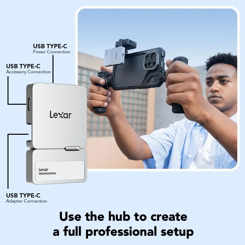 Lexar Przenośny Dysk SSD Go z HUB 1 TB USB 3.2 Gen 2 Srebrny