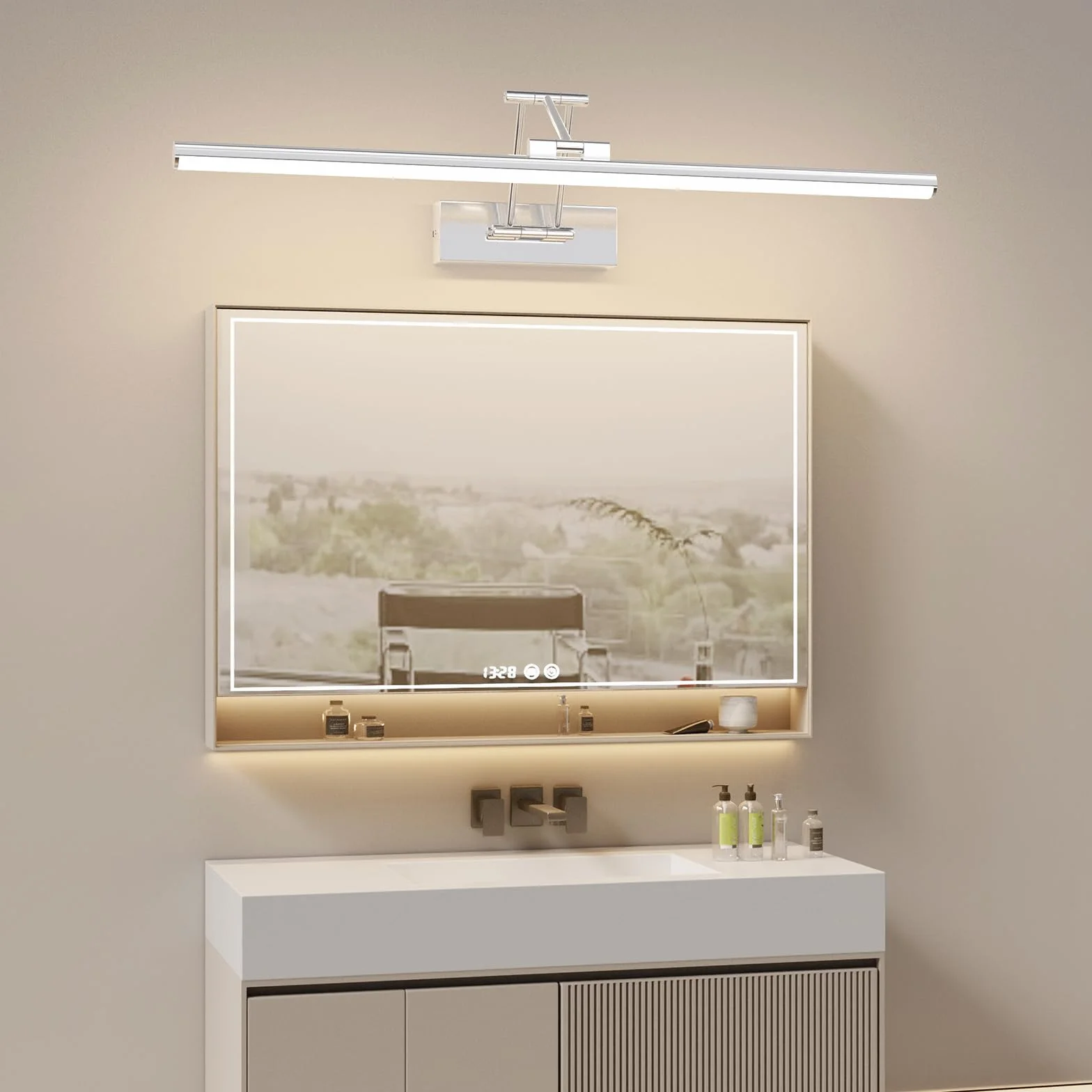Klighten Lampa lustrzana LED łazienkowa 50 cm, obrotowe lampy lustrzane do łazienki IP44, oświetlenie lustra łazienkowego 16 W 1200 lm, oświetlenie lustra łazienkowego LED